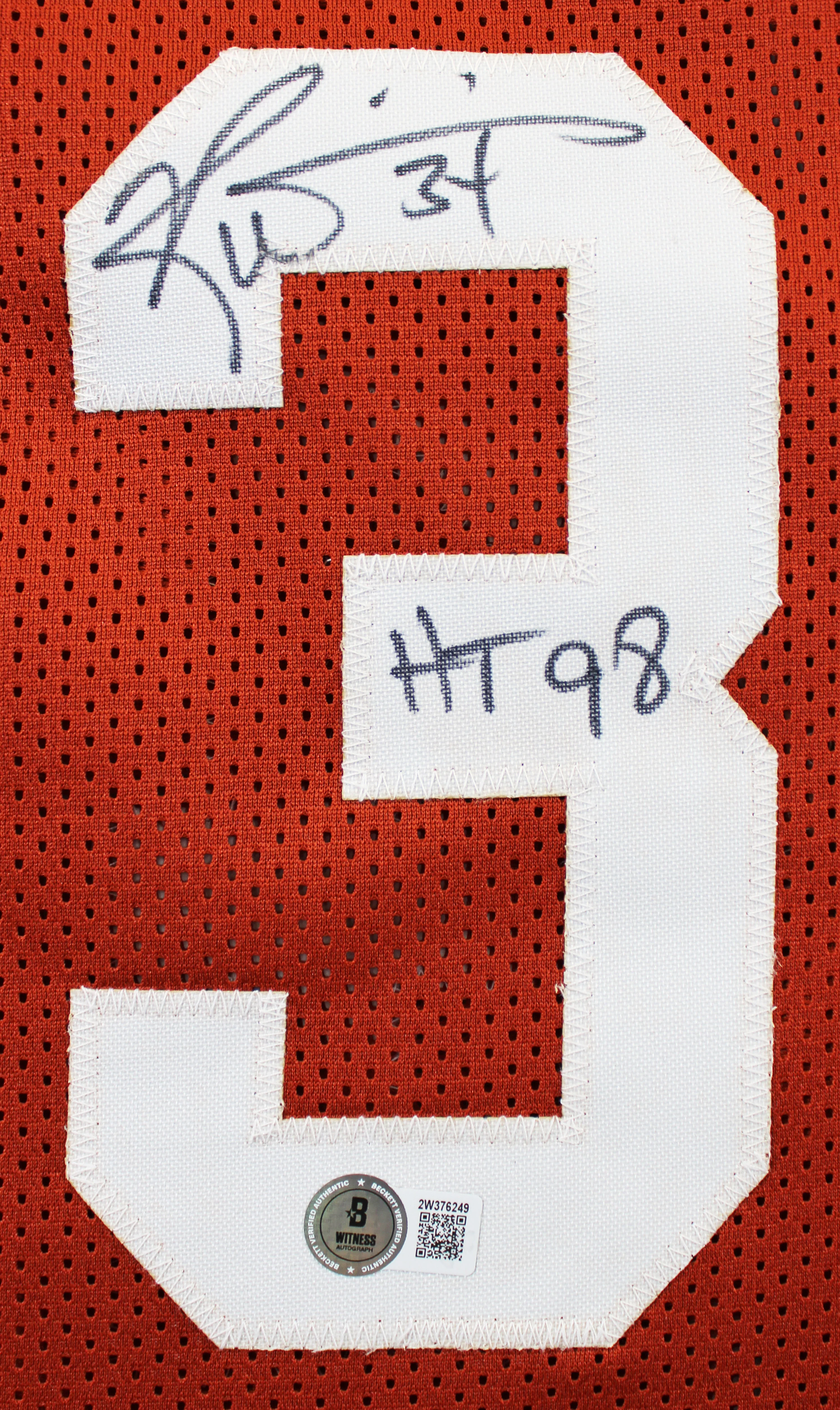 Texas Ricky Williams & Earl Campbell Signed Burnt Orange Pro Style Jersey BAS W - Image 3