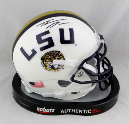 Thaddeus Moss Signed LSU Tigers White Schutt Mini Helmet- Beckett W Auth *Black - Image 6