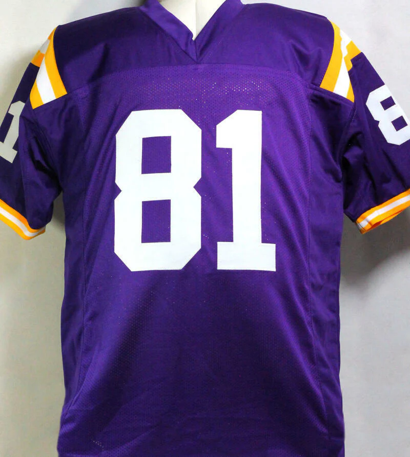 Thaddeus Moss Autographed Purple College Style Jersey - Beckett W Auth *8 - Image 3