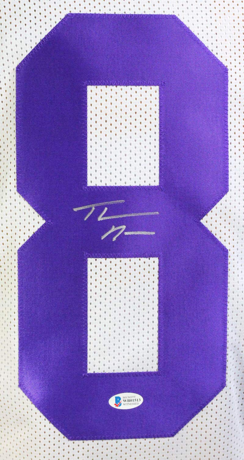 Thaddeus Moss Autographed White College Style Jersey - Beckett W Auth *8 - Image 5