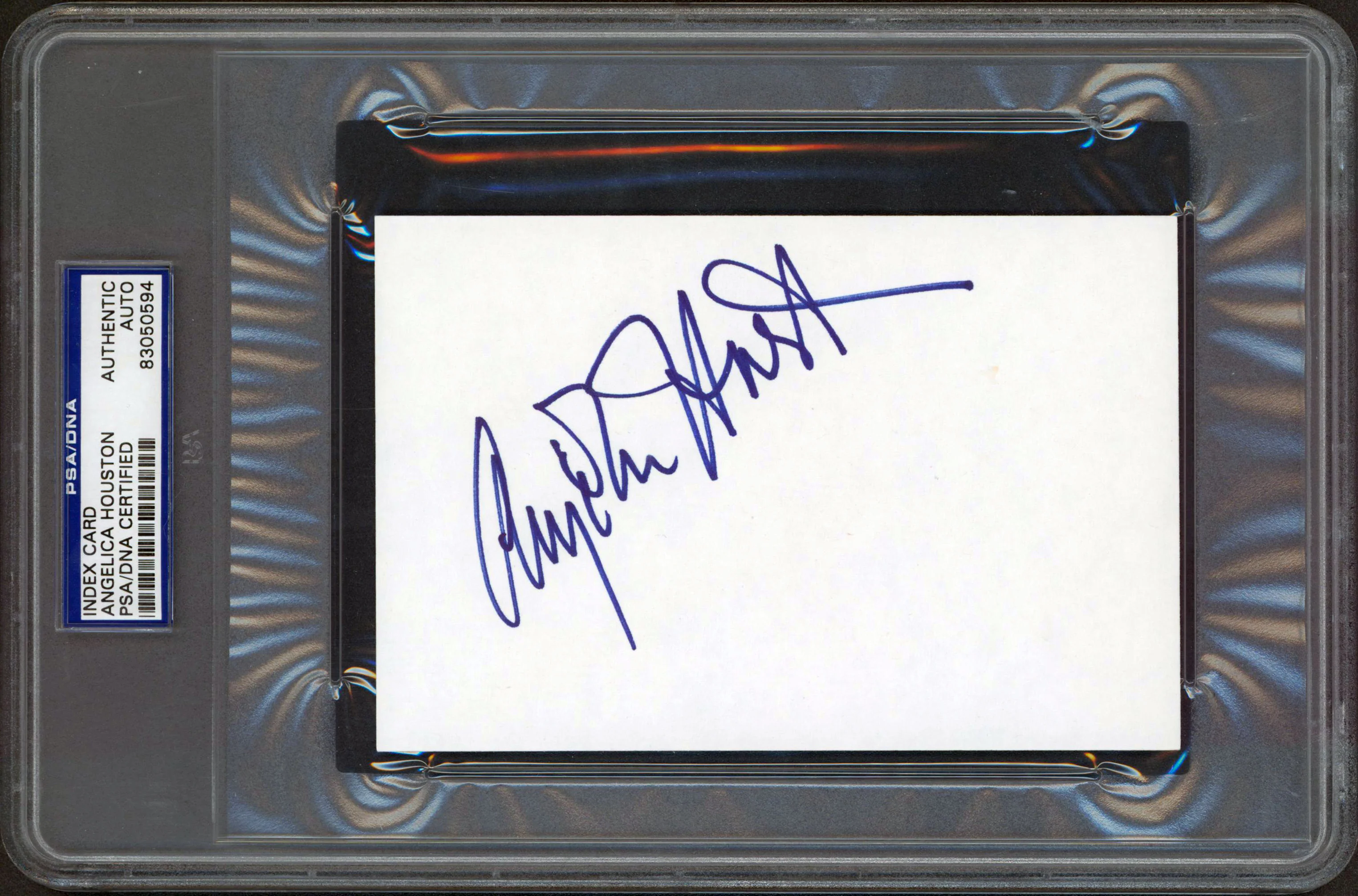 The Addams Family Anjelica Huston Authentic Signed 4x6 Index Card BAS Slabbed - Image 2