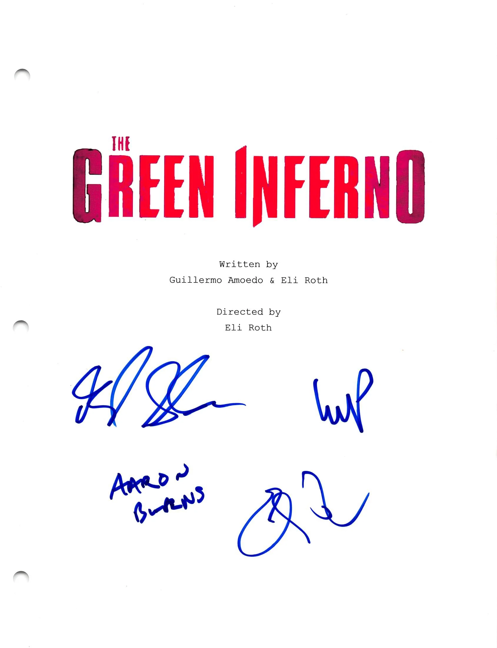The Green Inferno Cast (4) Sabara, Izzo, +2 Signed Script Cover BAS #AC33466 - Image 2