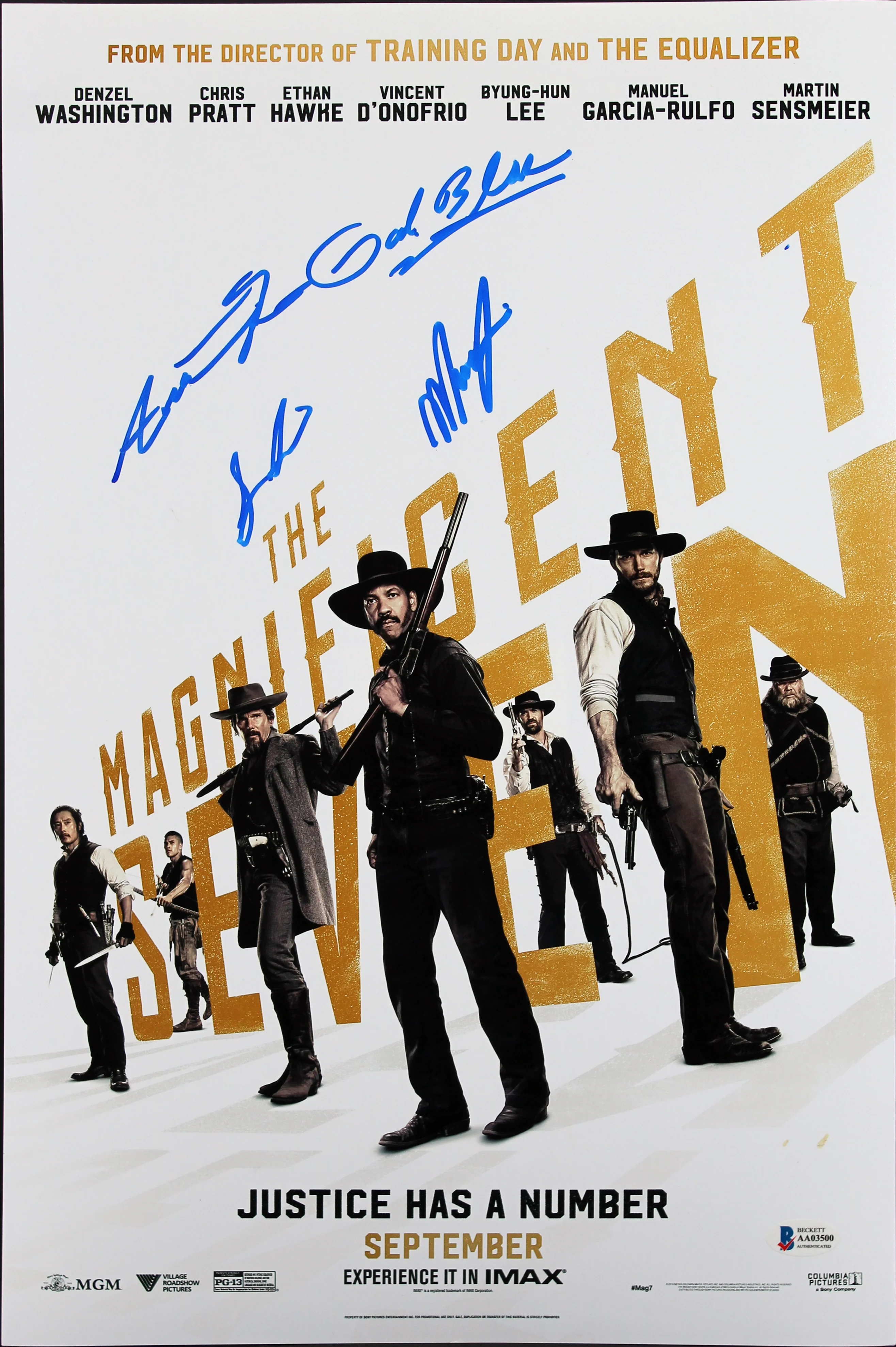 The Magnificent Seven (3) Garcia-Rulfo, Sensmeier + 1 Signed 12x18 Photo BAS - Image 2