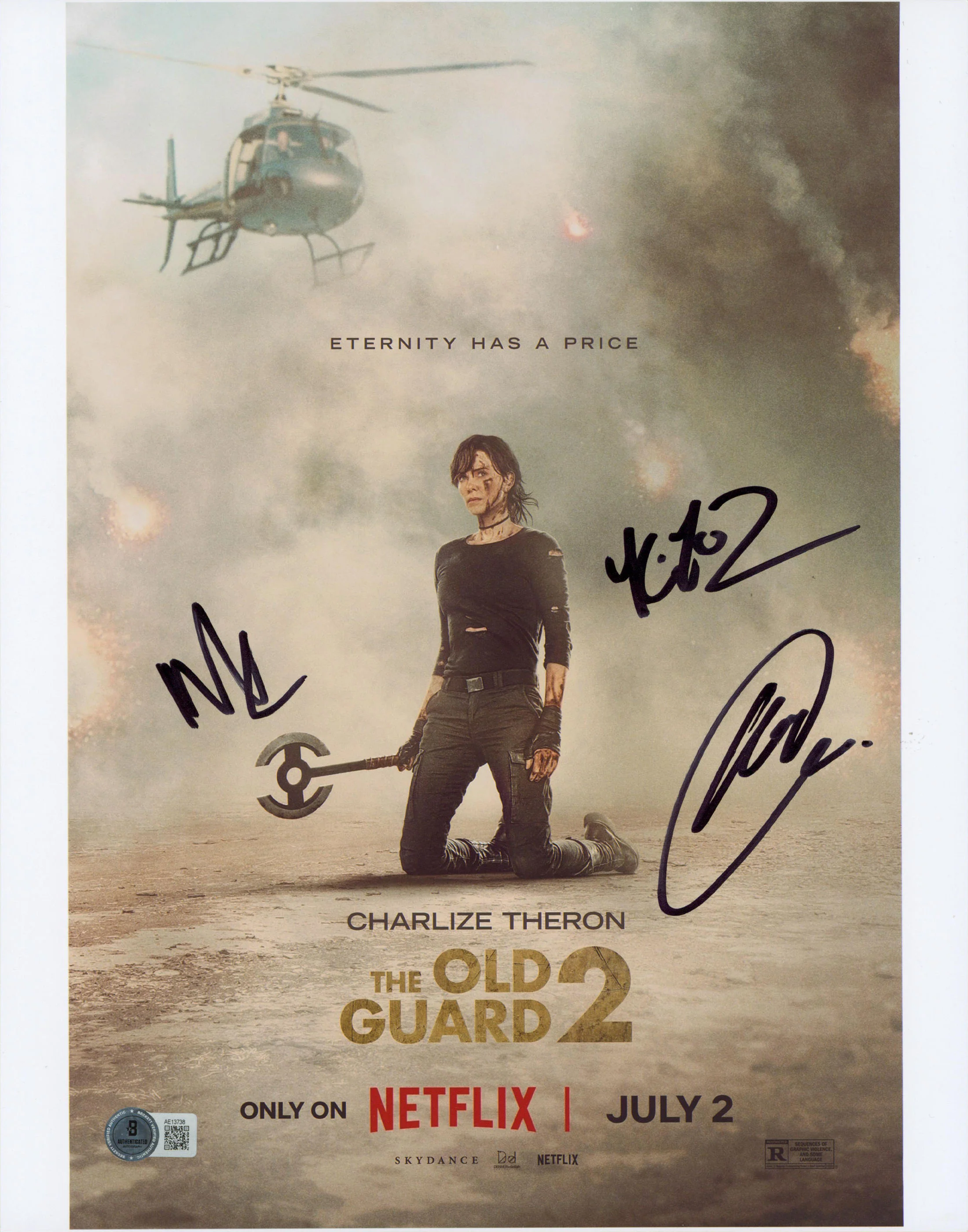 The Old Guard 2 (3) Golding, Layne & Kenzari Signed 11x14 Photo BAS #AE13738 - Image 2