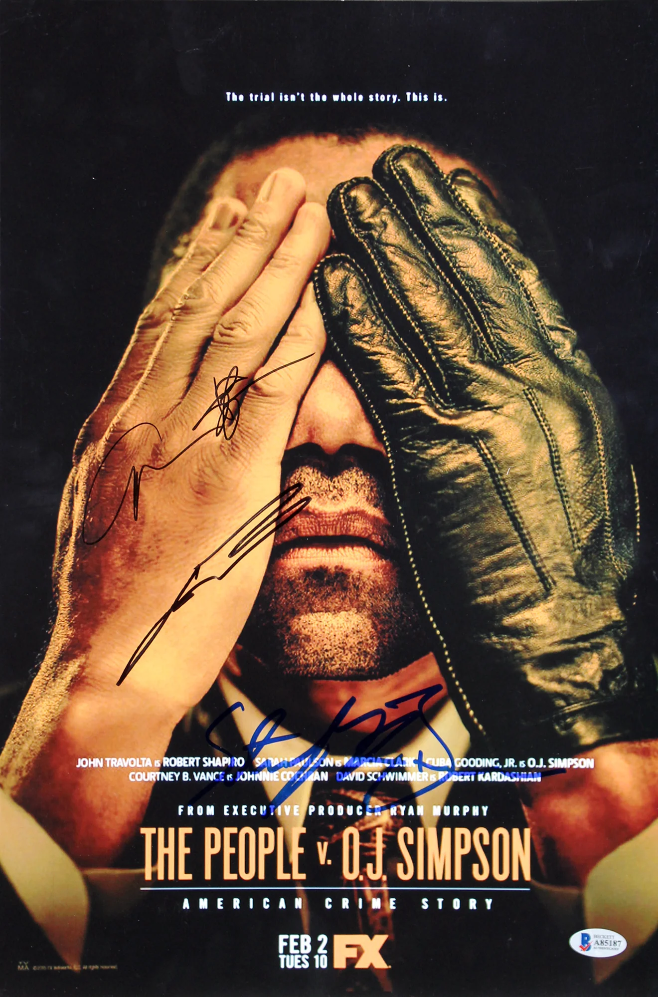 The People V. O.J. Simpson (3) Travolta Signed 12x18 Mini Movie Poster BAS - Image 2