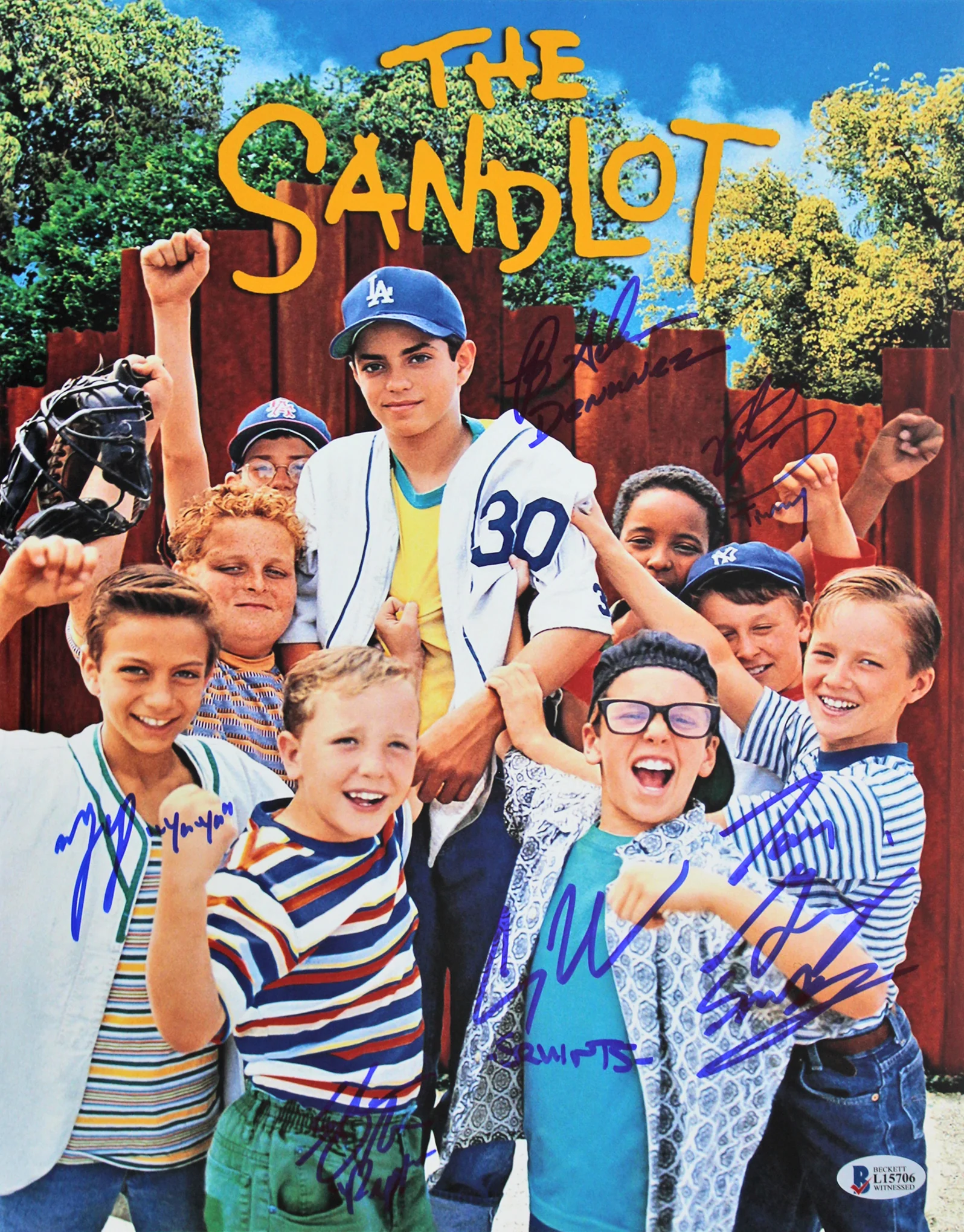 The Sandlot (6) Guiry, Leopardi, Adams +3 Signed 11x14 Photo BAS Witnessed 6 - Image 2