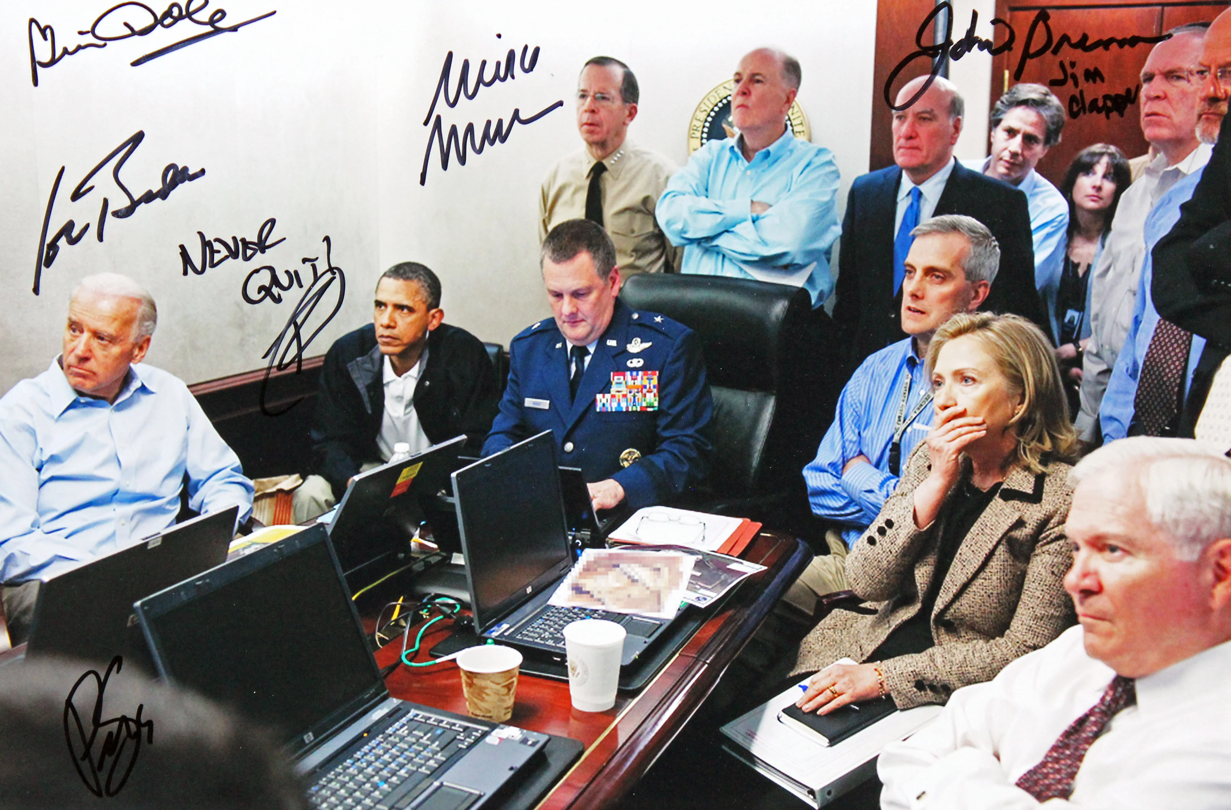 The Situation Room (9) Obama, Biden, Clinton, O'Neil Signed Framed Display BAS - Image 4