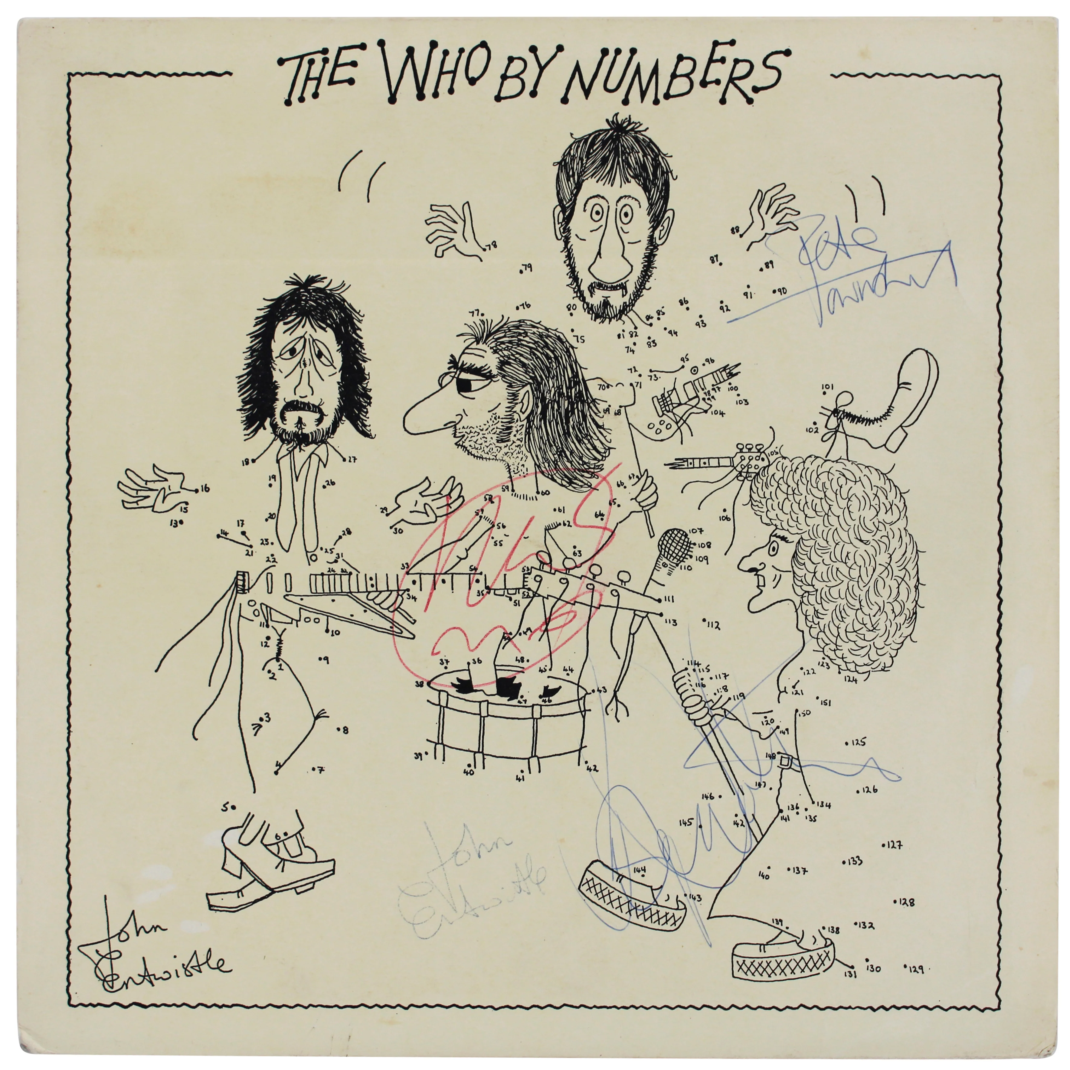 The Who (4) Moon, Entwistle, Townshend & Daltrey Signed Album Cover BAS #AD78263