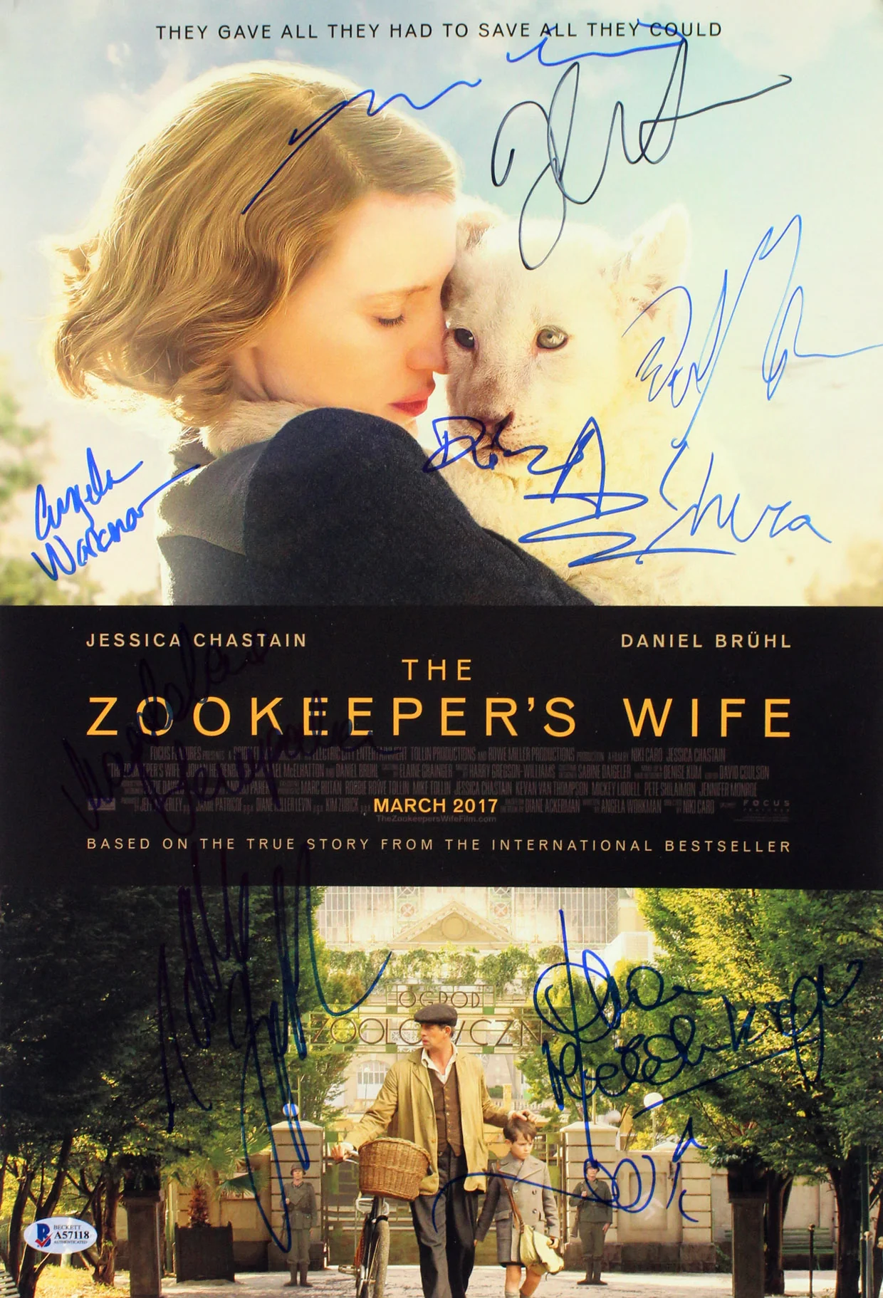 The Zookeeper's Wife (11) Jessica Chastain +10 Signed 12x18 Photo BAS #A57118 - Image 2