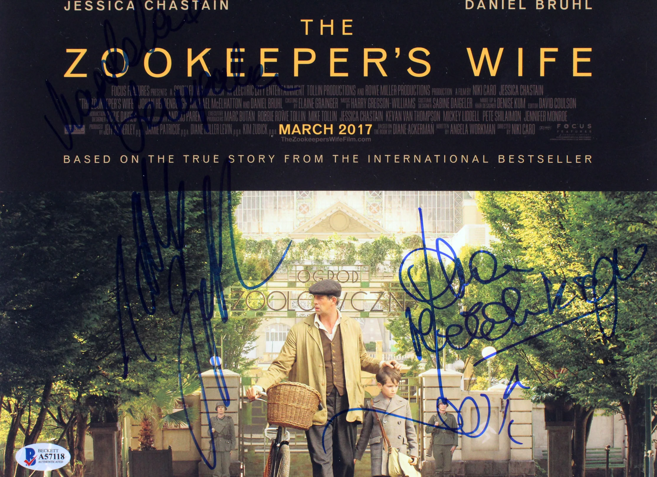 The Zookeeper's Wife (11) Jessica Chastain +10 Signed 12x18 Photo BAS #A57118 - Image 3