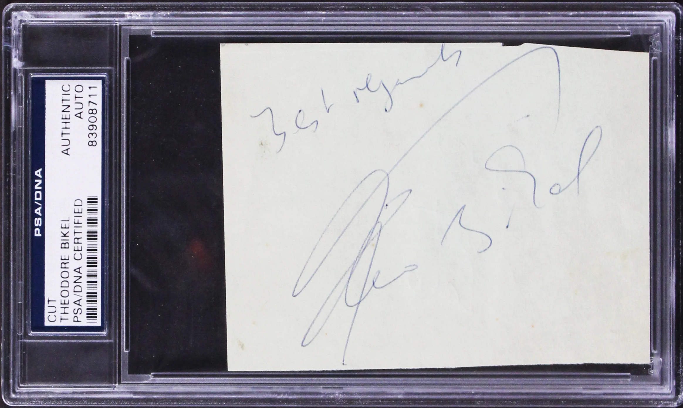 Theodore Bikel My Fair Lady Authentic Signed 3.5x4.5 Cut Signature PSA/DNA Slab - Image 2