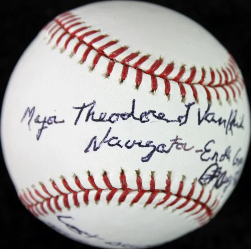 Theodore Van Kirk - Navigator Enola Gay Crew Signed OML Baseball JSA #I30597 - Image 2