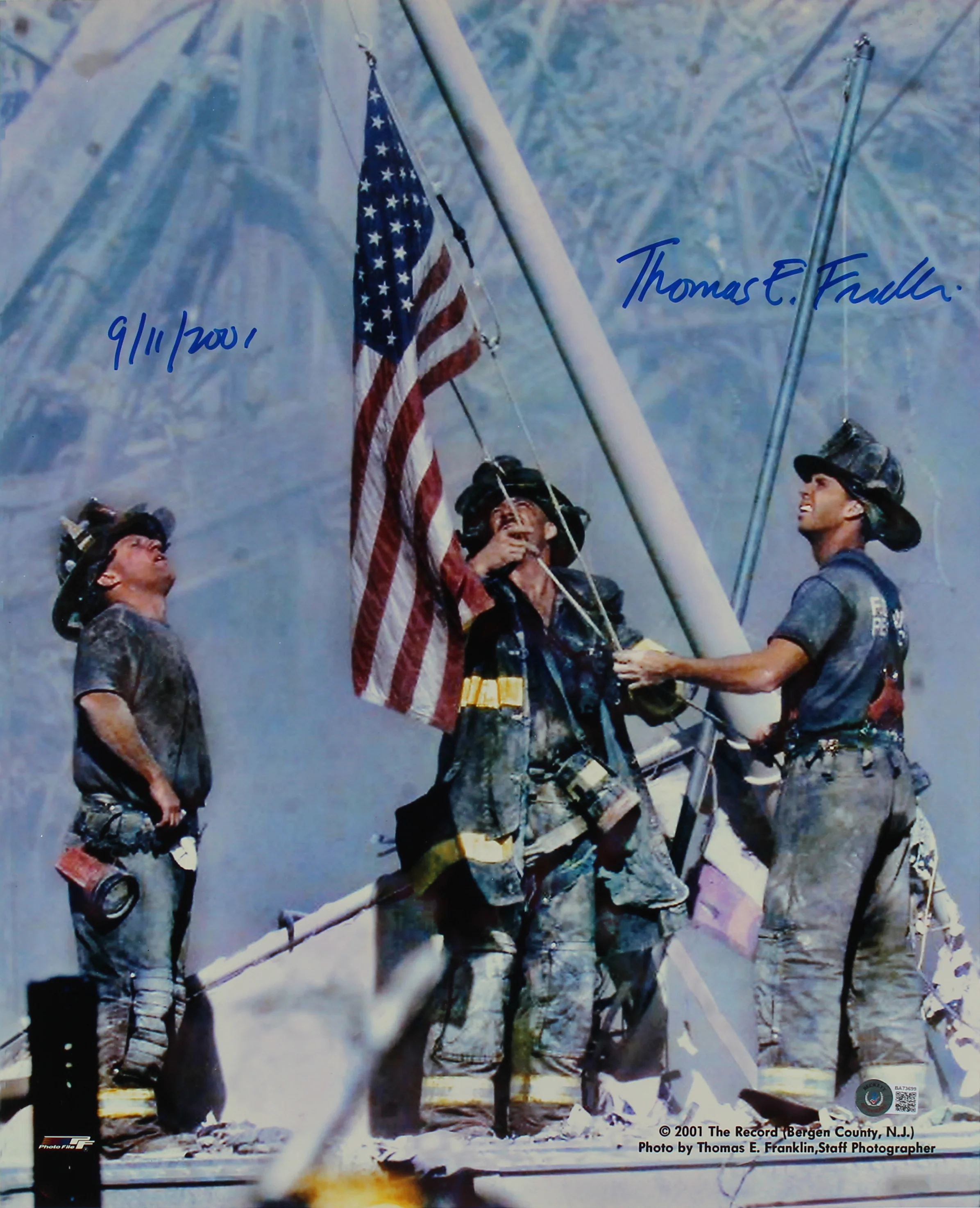 Thomas E. Franklin 9/11/2001 Authentic Signed 16x20 Ground Zero Photo BAS - Image 2