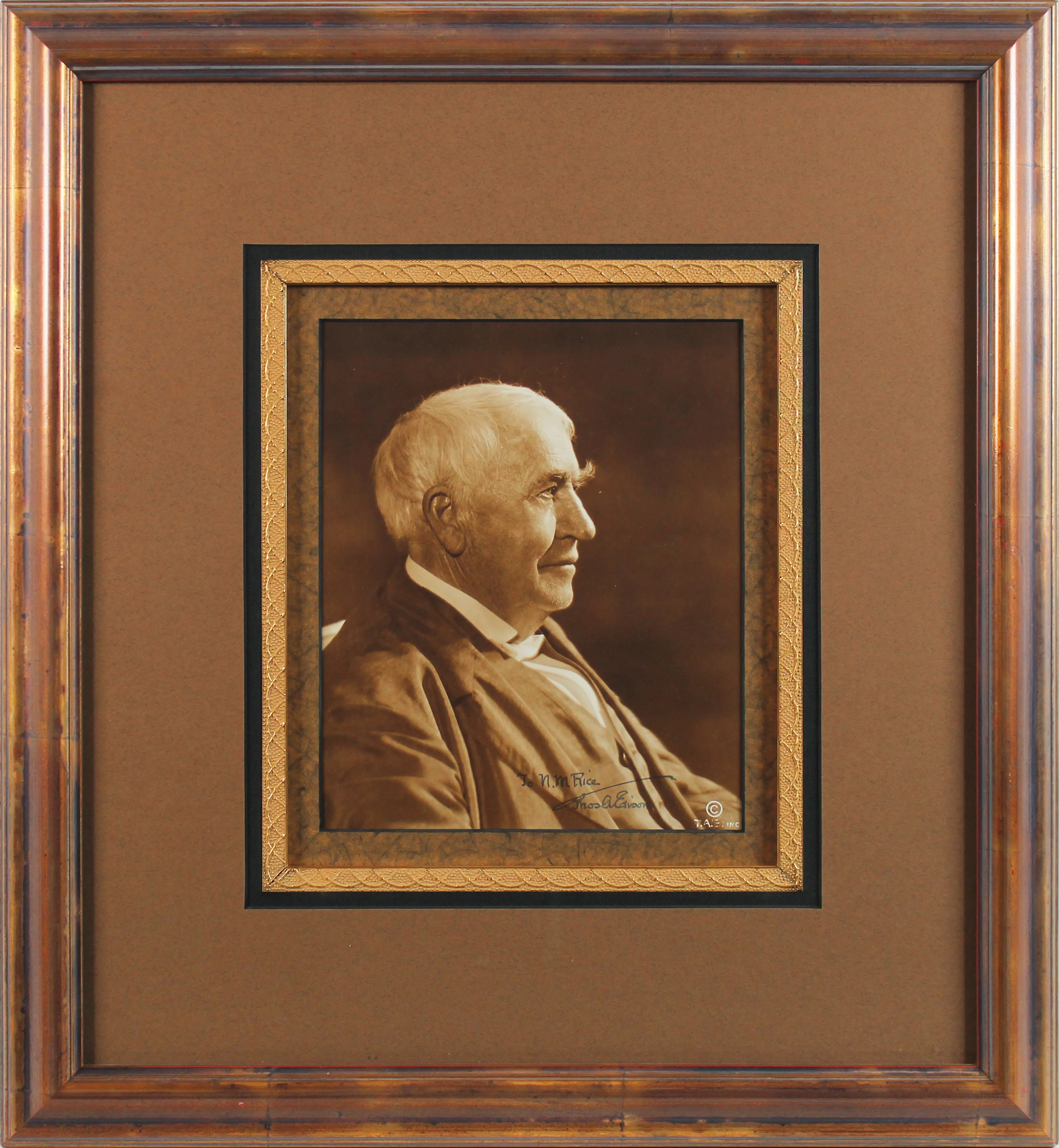 Thomas Edison To N.M. Rice Authentic Signed 8x10 Framed Photo BAS #AB77793 - Image 2