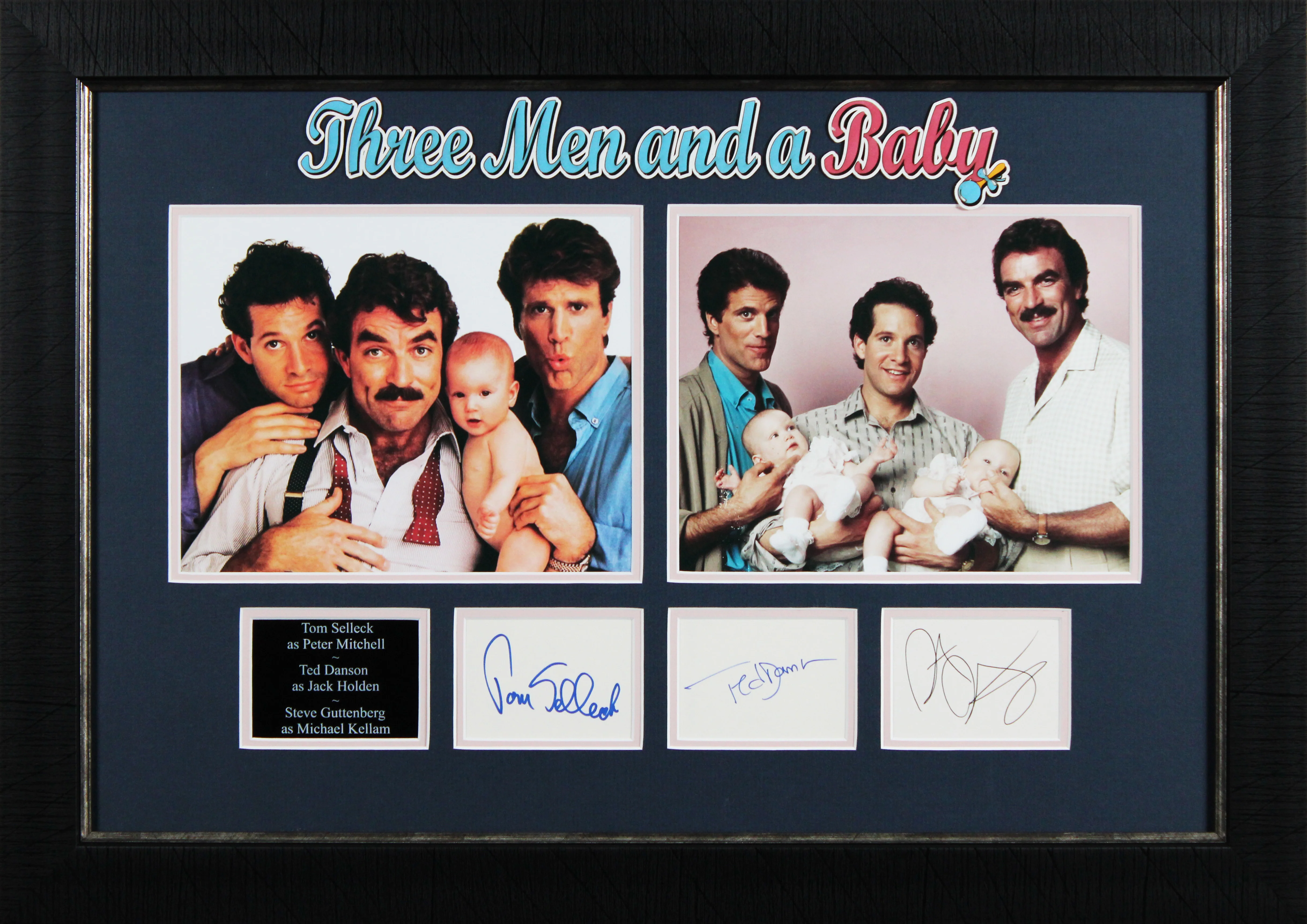 Three Men and a Baby (3) Danson, Selleck & Guttenberg Signed Framed Display BAS - Image 2
