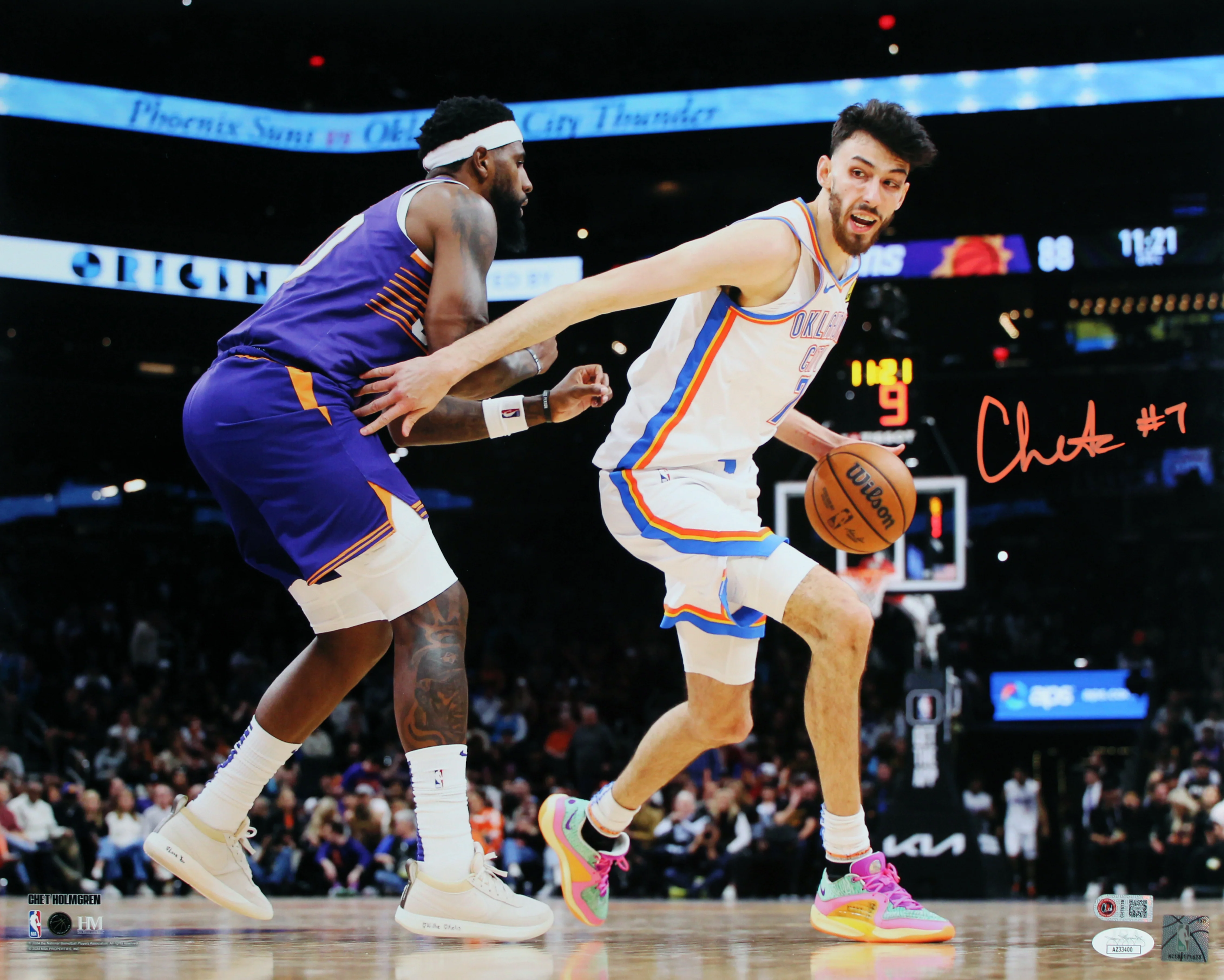 Thunder Chet Holmgren Signed 16x20 Horizontal Photo Vs Phoenix Suns JSA - Image 2