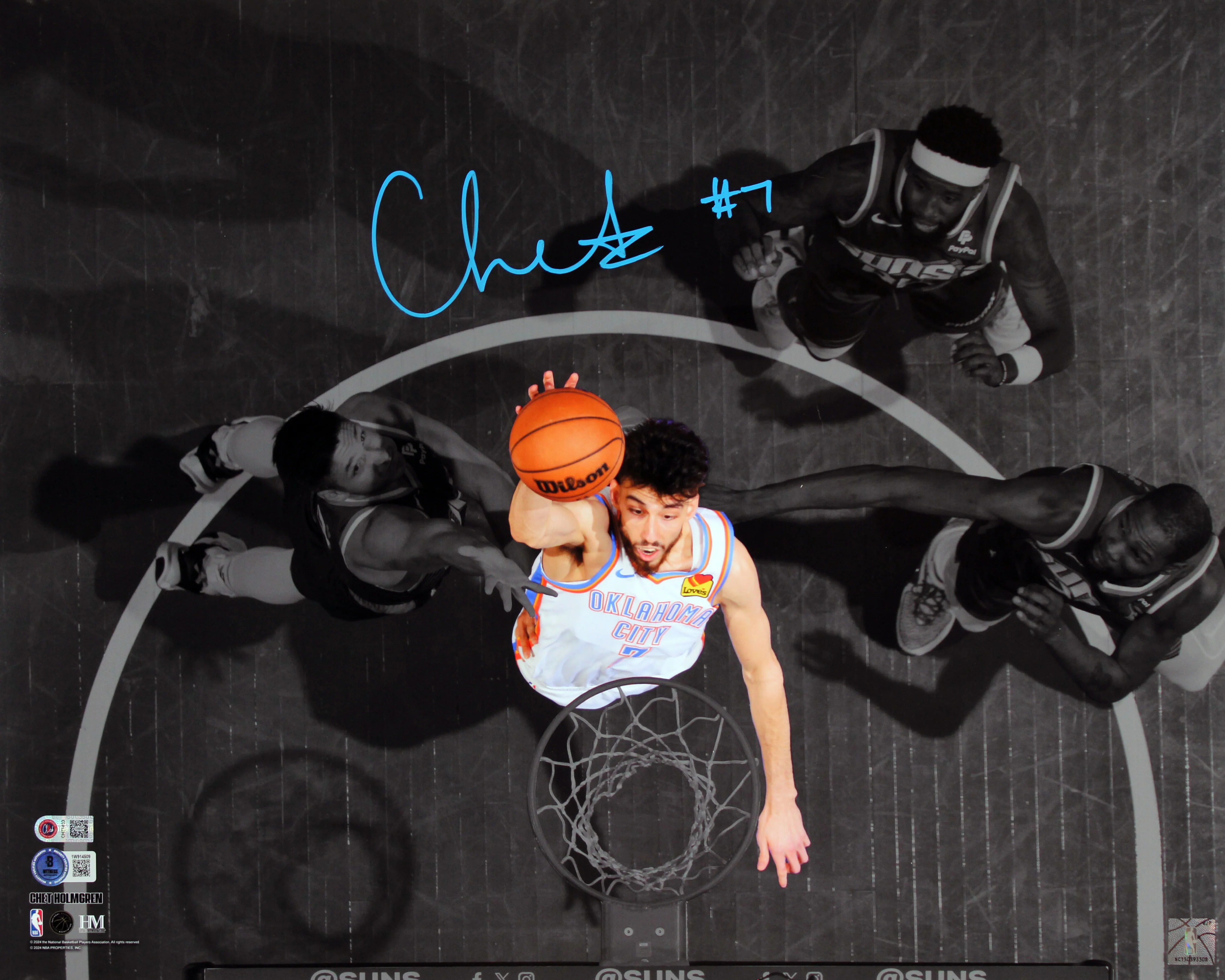 Thunder Chet Holmgren Signed 16x20 Horizontal Spotlight Photo Vs PHX BAS Witness - Image 2