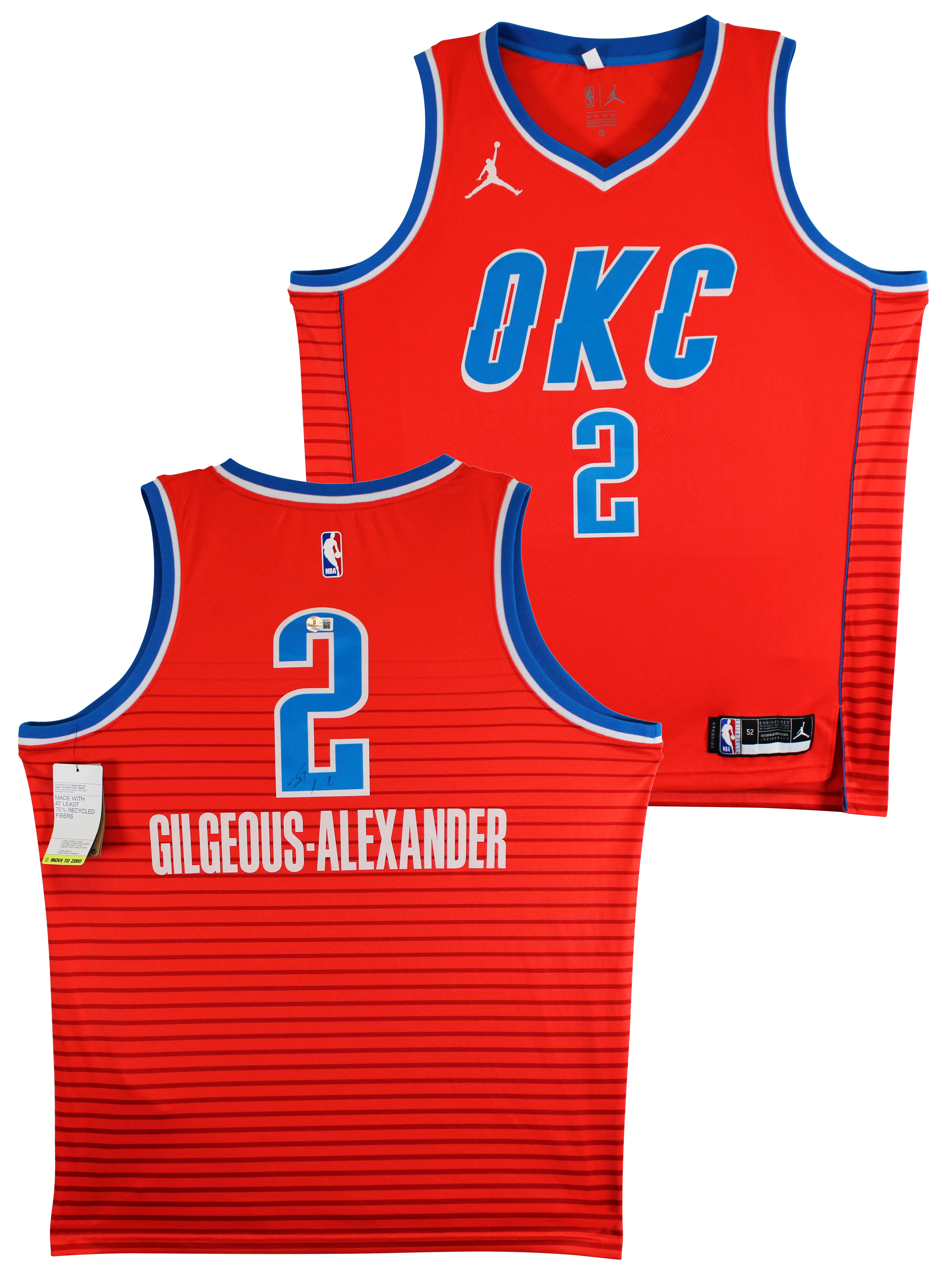 Thunder Shai Gilgeous-Alexander Signed Orange Nike Swingman Jersey BAS #BV70417 - Image 2