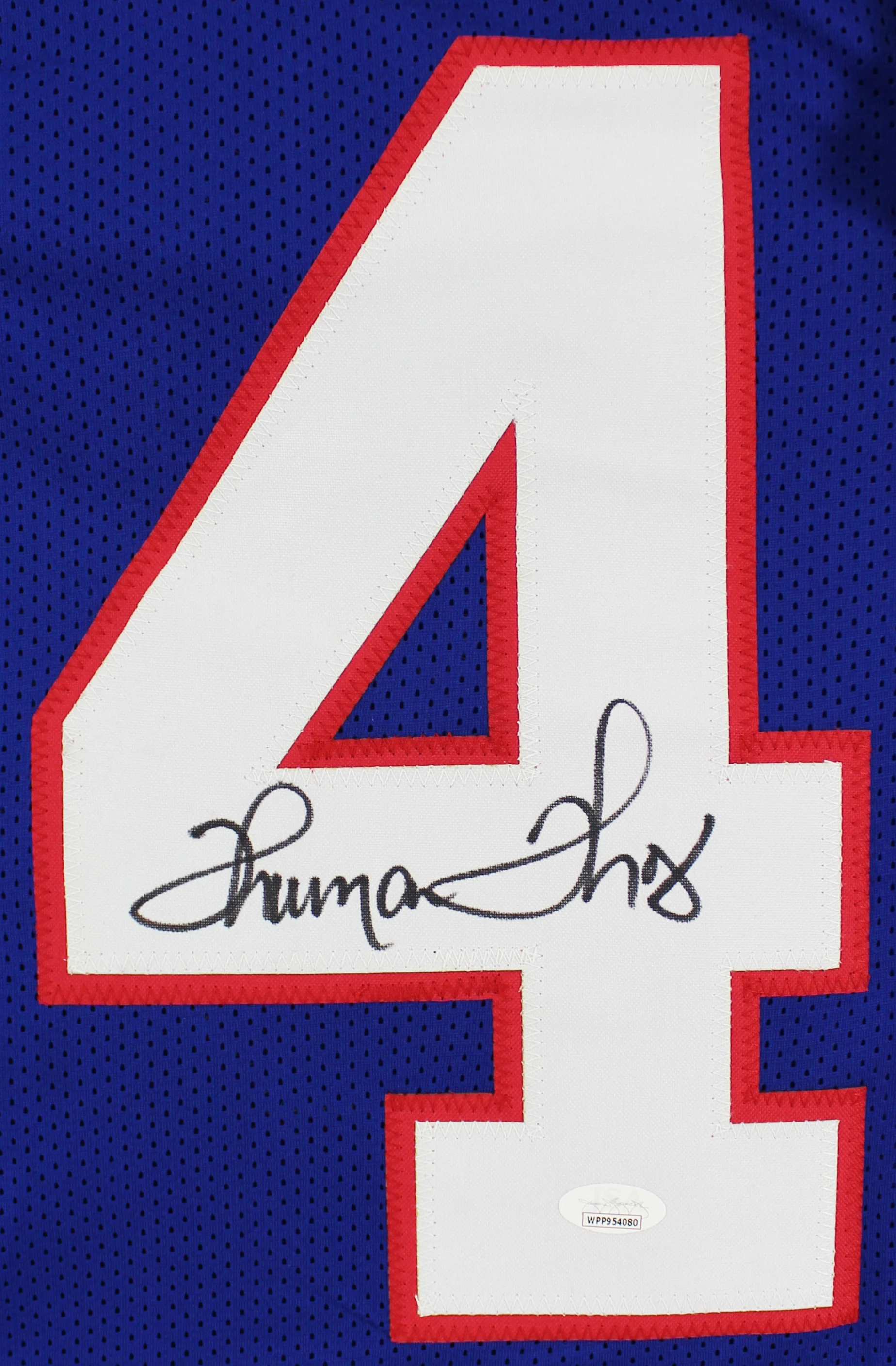 Thurman Thomas Authentic Signed Blue Pro Style Framed Jersey Autographed JSA Wit - Image 3