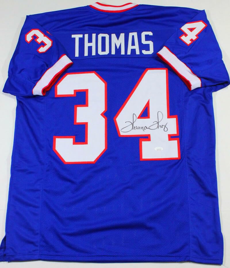 Thurman Thomas Autographed Blue Pro Style Jersey - JSA W Auth *4 - Image 8