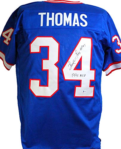 Thurman Thomas Autographed Blue Pro Style Jersey w/ NFL/MVP- Beckett W - Image 4