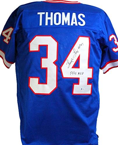 Thurman Thomas Autographed Blue Pro Style Jersey w/ NFL/MVP- Beckett W - Image 5