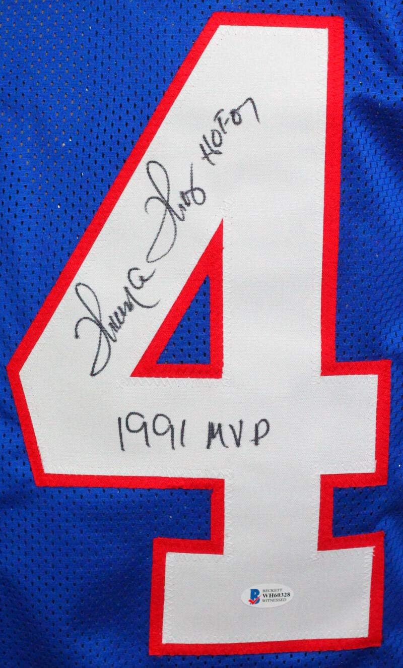 Thurman Thomas Autographed Blue Pro Style Jersey w/ NFL/MVP- Beckett W - Image 6