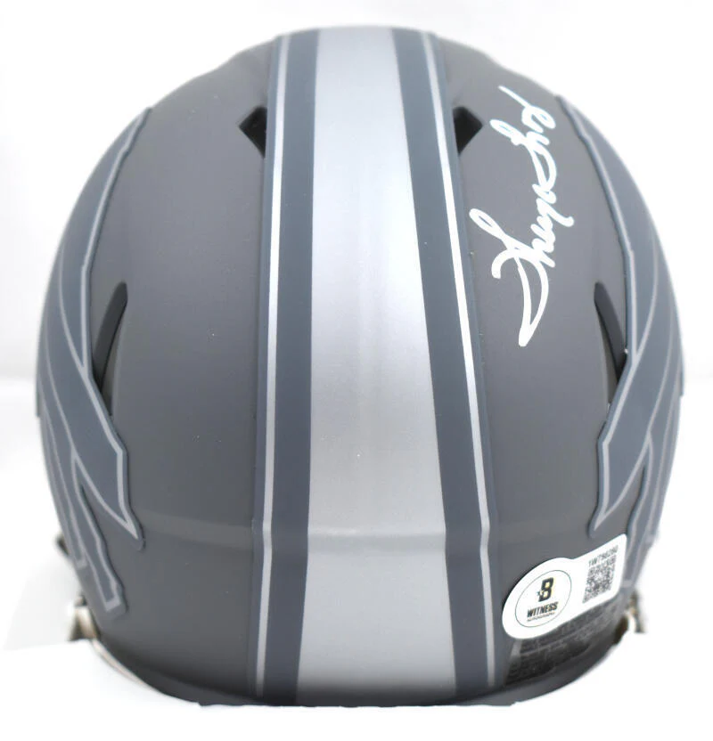 Thurman Thomas Autographed Buffalo Bills Slate Speed Mini Helmet- Beckett W Holo - Image 3