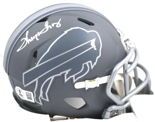 Thurman Thomas Autographed Buffalo Bills Slate Speed Mini Helmet- Beckett W Holo - Image 8