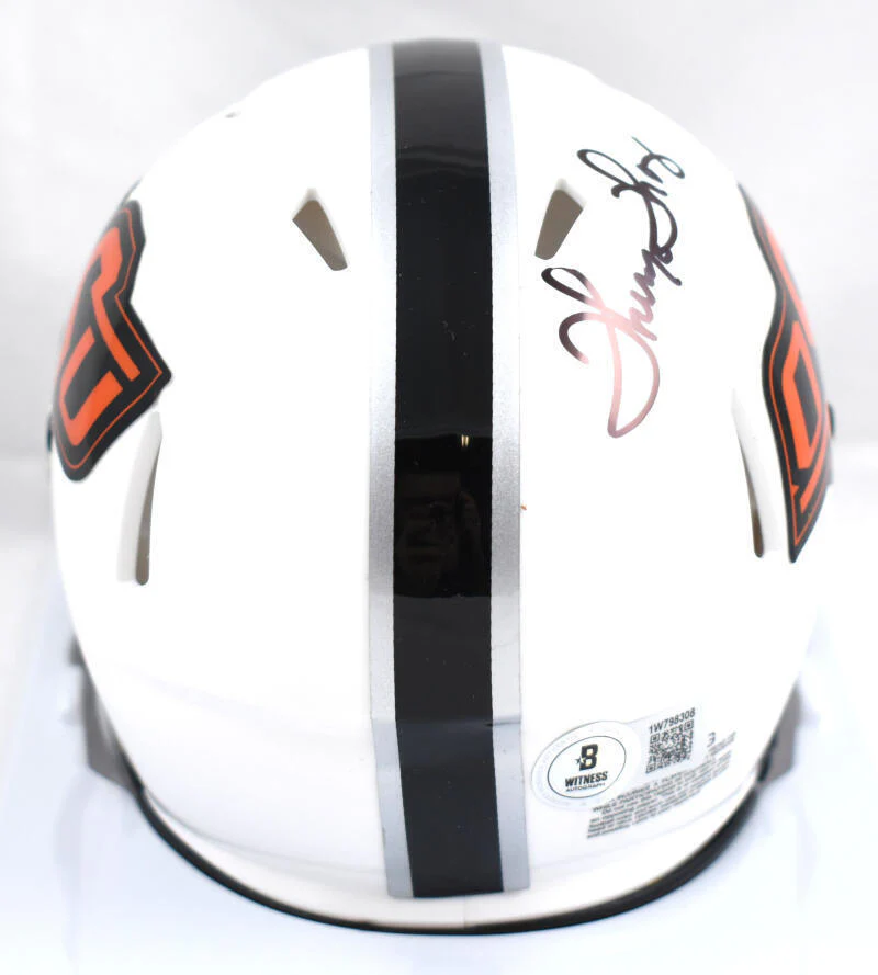 Thurman Thomas Autographed Oklahoma State White Speed Mini Helmet-Beckett W Holo - Image 3