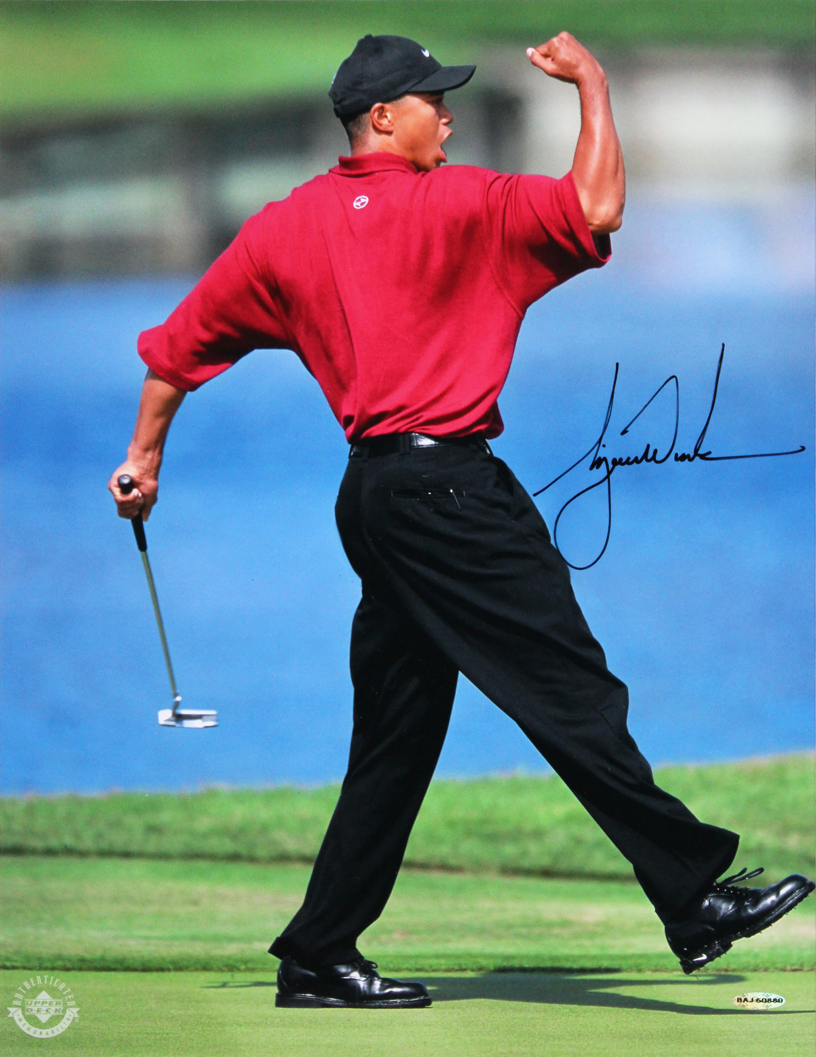 Tiger Woods Authentic Signed 16x20 Framed Vertical Fist Pump Photo UDA #BAJ60880 - Image 3
