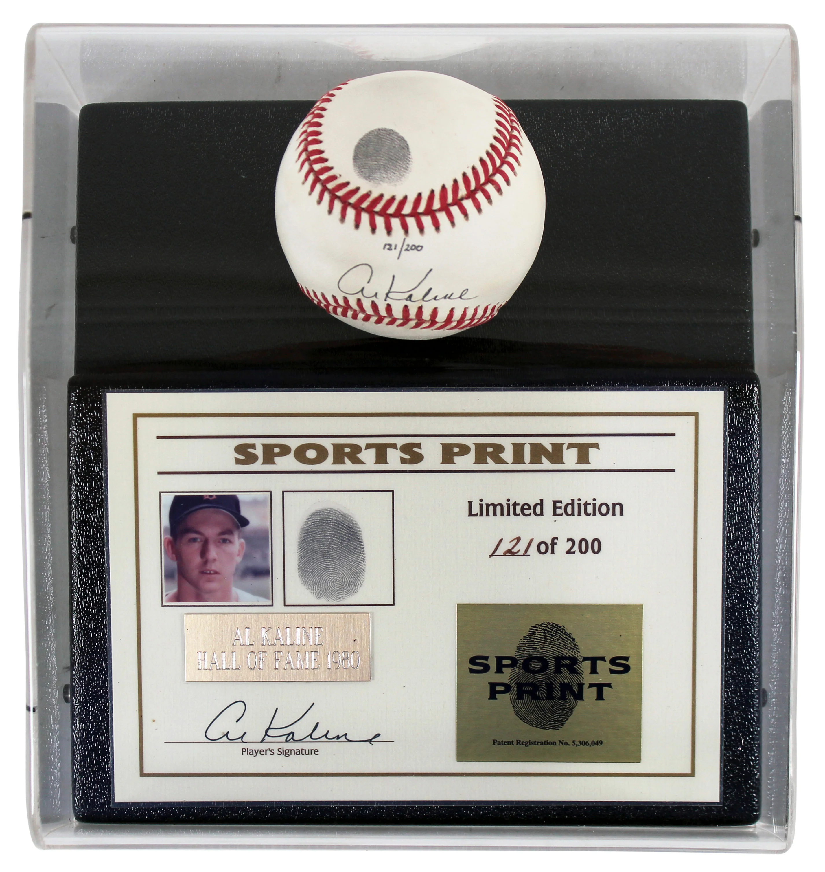 Tigers Al Kaline Signed Thumbprint Baseball LE #'d/200 w/ Display Case BAS - Image 3