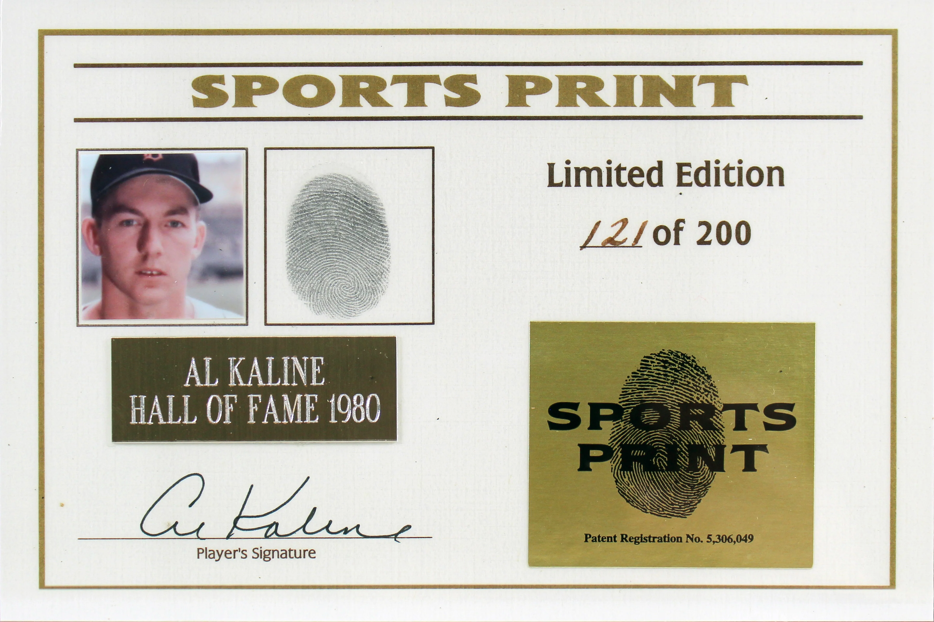 Tigers Al Kaline Signed Thumbprint Baseball LE #'d/200 w/ Display Case BAS - Image 4