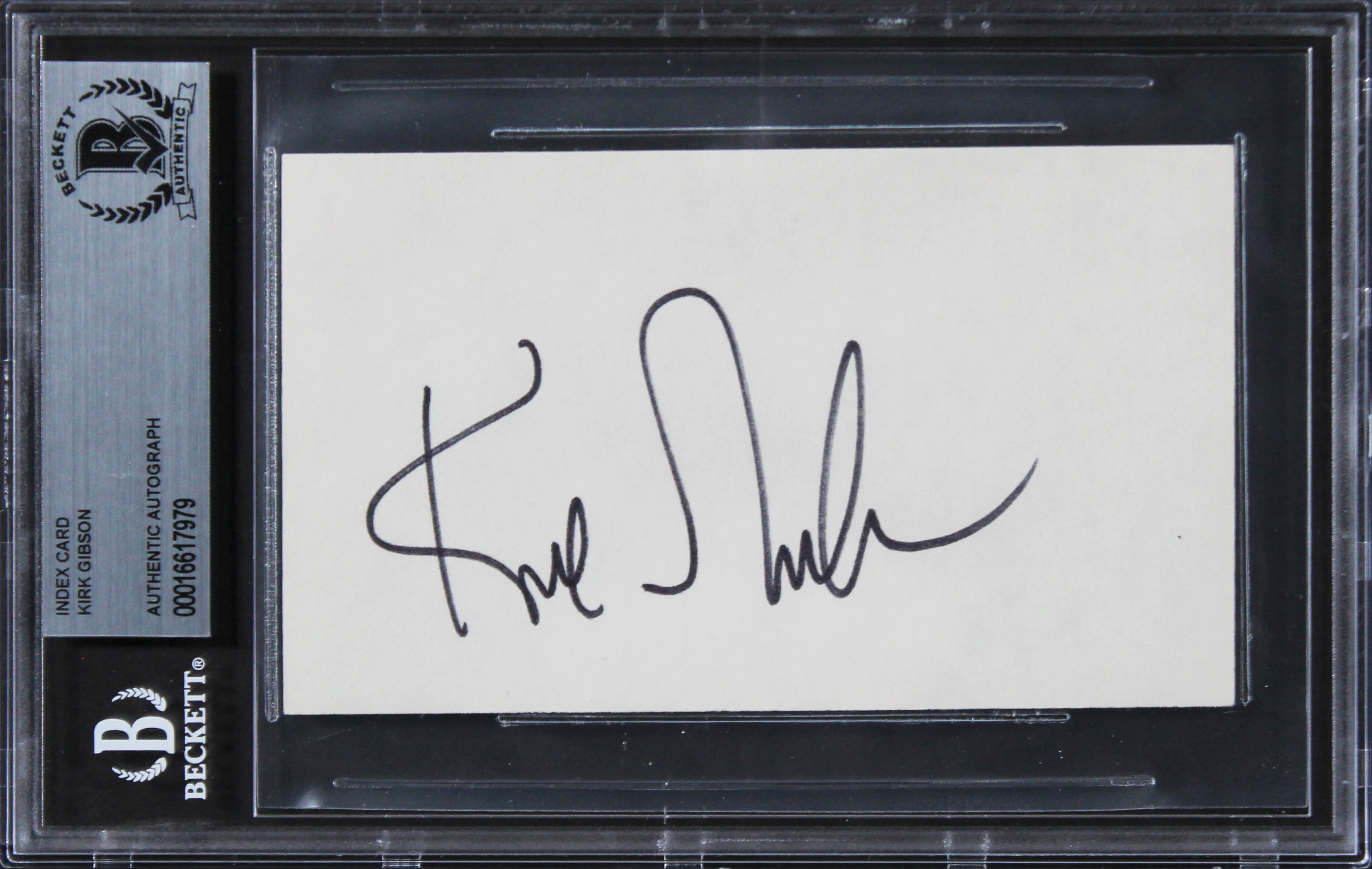 Tigers Kirk Gibson Authentic Signed 3x5 Index Card Autographed BAS Slabbed - Image 2