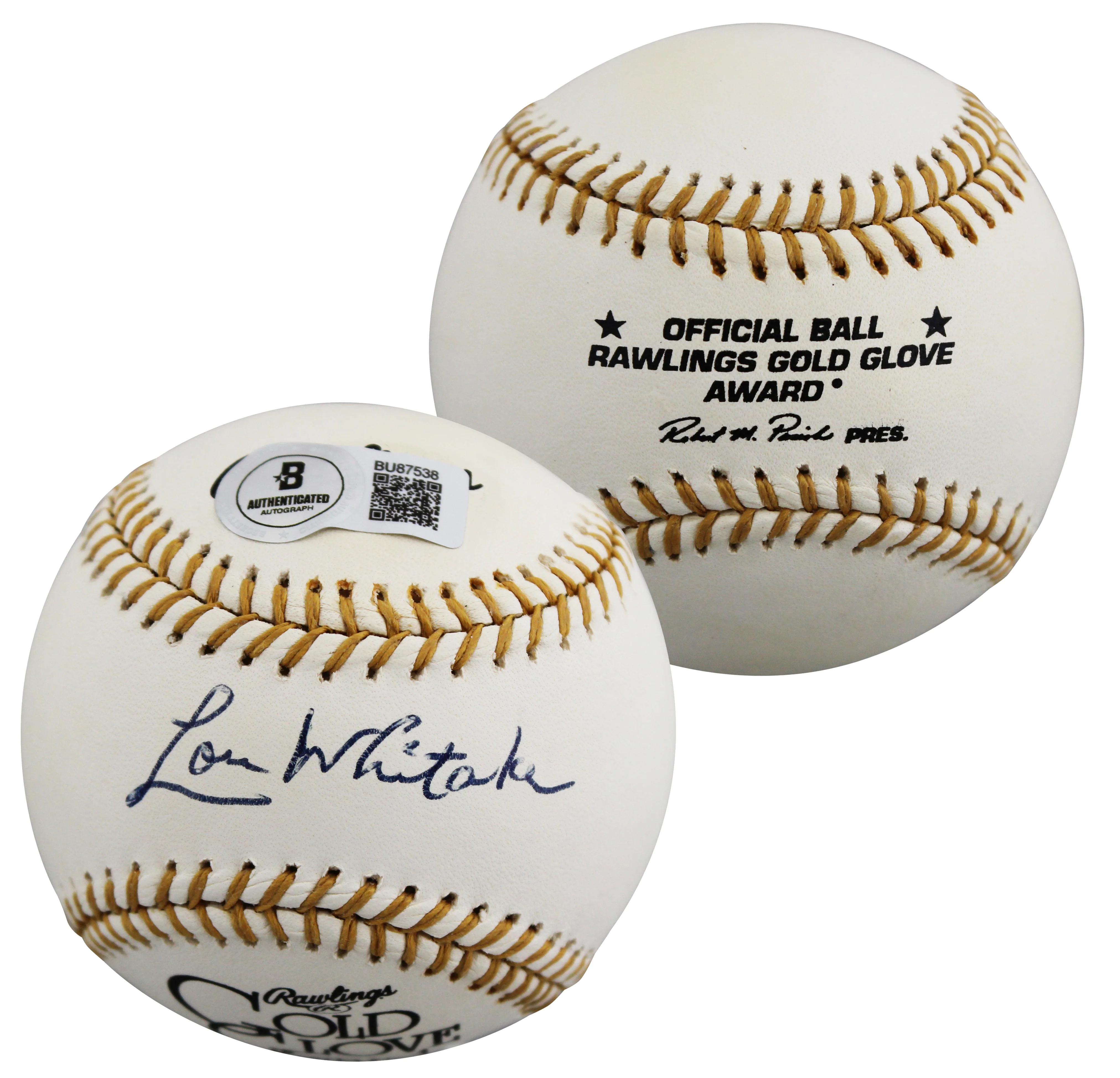 Tigers Lou Whitaker Signed Rawlings Gold Glove Logo OML Baseball BAS #BU87538 - Image 2