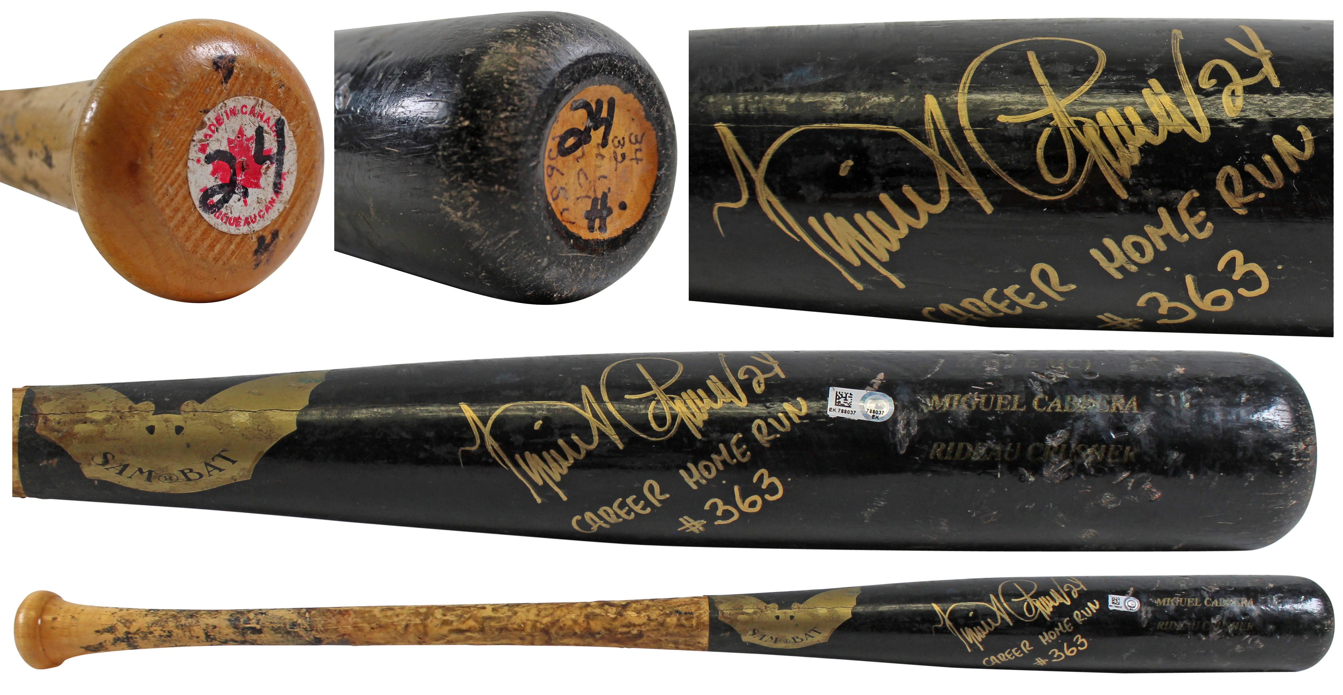 Tigers Miguel Cabrera Career Home Run #363 Signed '13 Game Used Sam Bat MLB PSA - Image 2