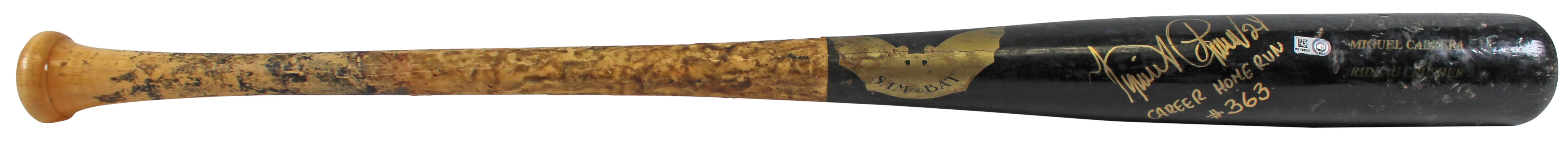 Tigers Miguel Cabrera Career Home Run #363 Signed '13 Game Used Sam Bat MLB PSA - Image 3