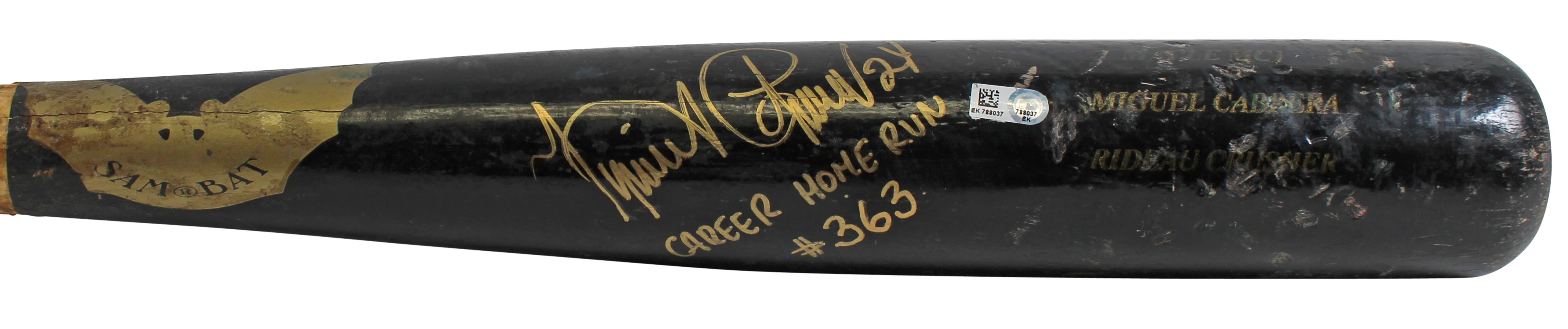 Tigers Miguel Cabrera Career Home Run #363 Signed '13 Game Used Sam Bat MLB PSA - Image 4