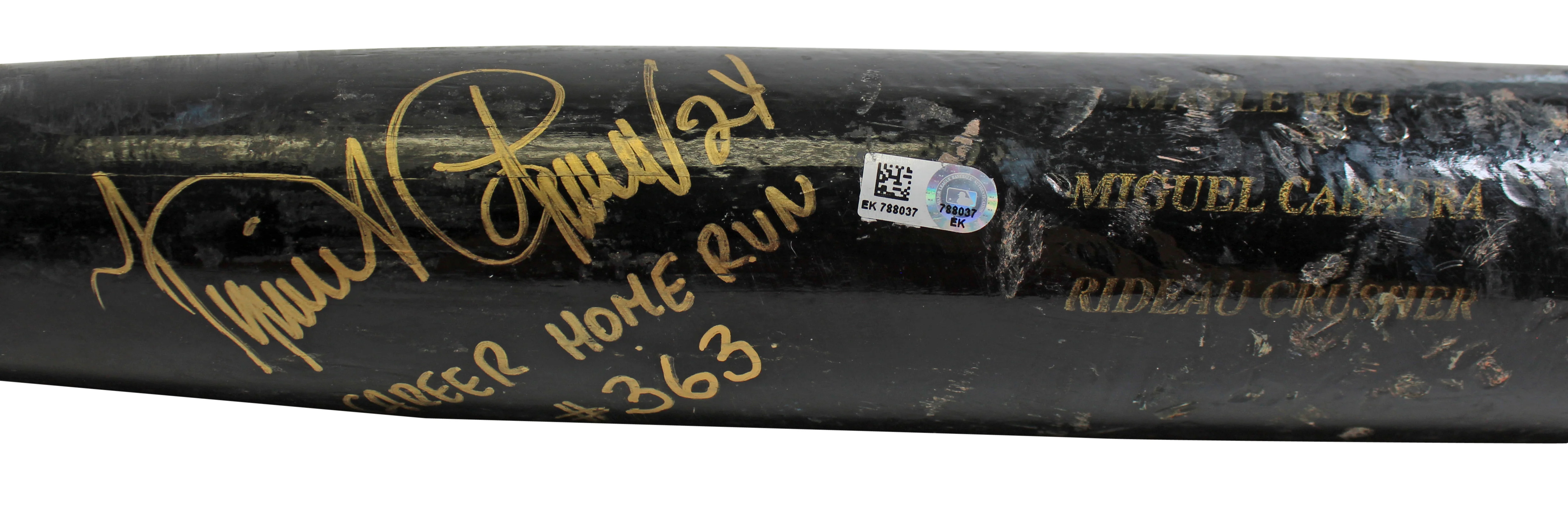 Tigers Miguel Cabrera Career Home Run #363 Signed '13 Game Used Sam Bat MLB PSA - Image 5