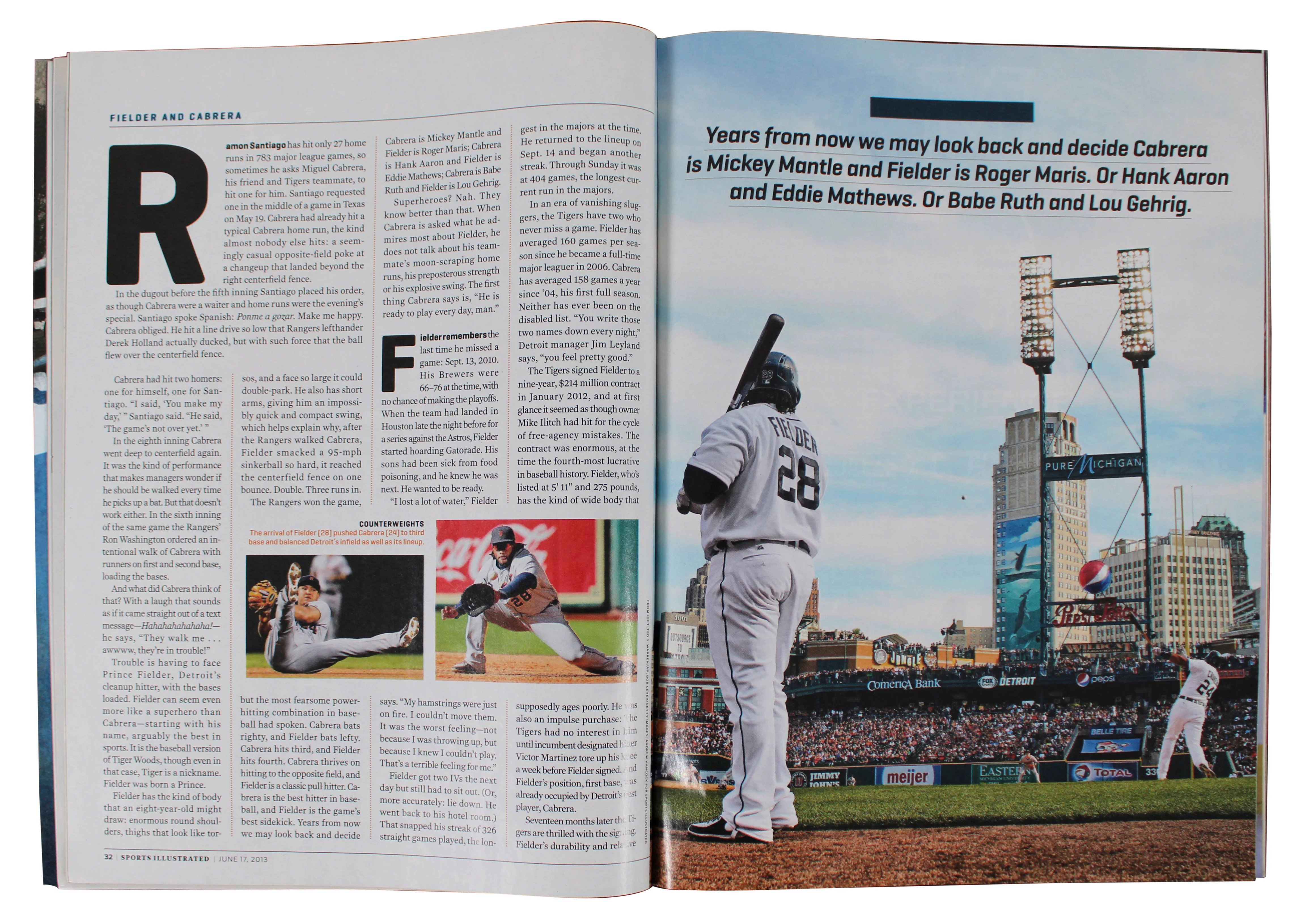 Tigers Miguel Cabrera & Prince Fielder Signed Sports Illustrated Magazine BAS - Image 4