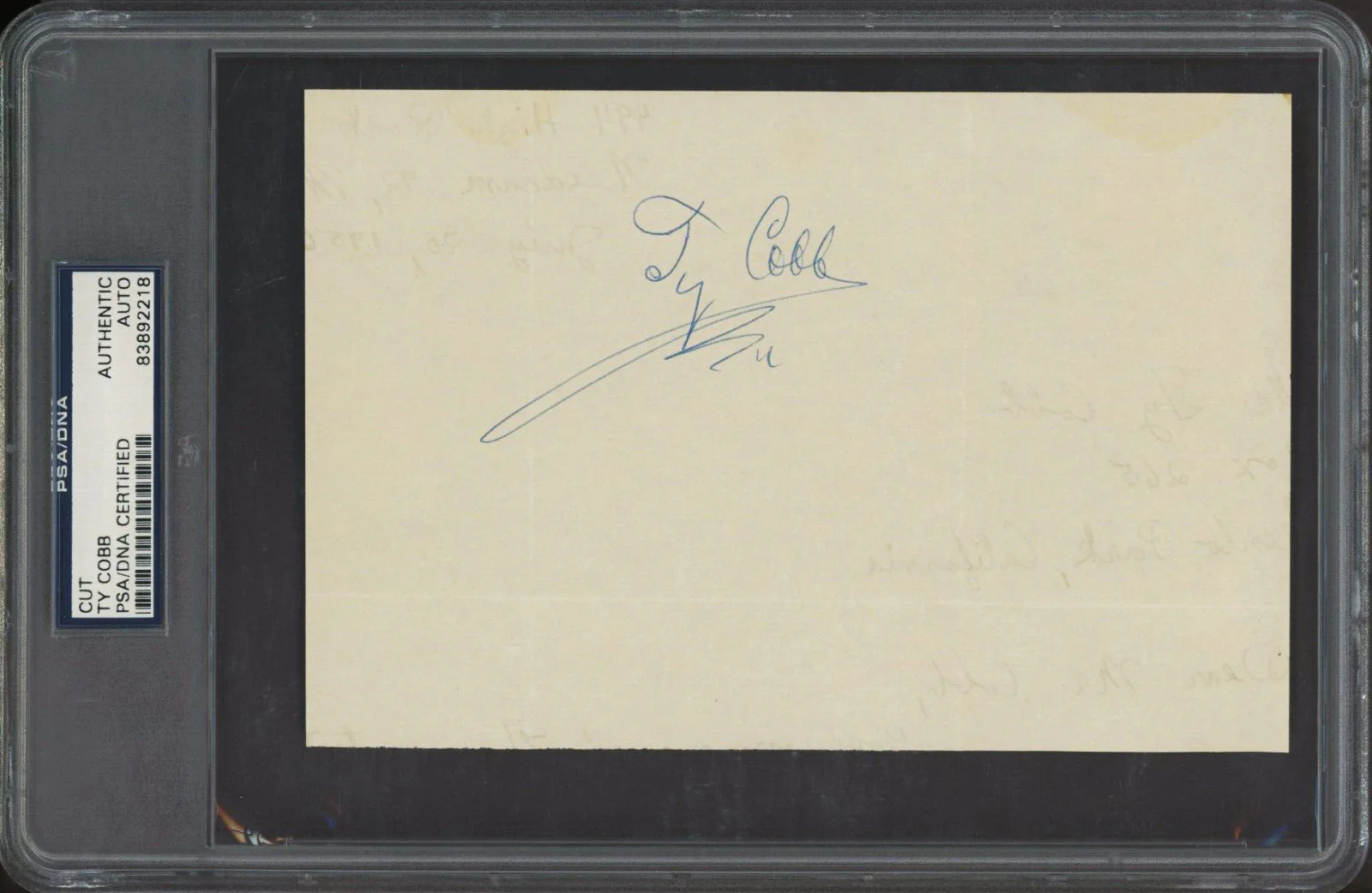 Tigers Ty Cobb Authentic Signed 4.75x7.25 Cut Signature PSA/DNA Slabbed - Image 2