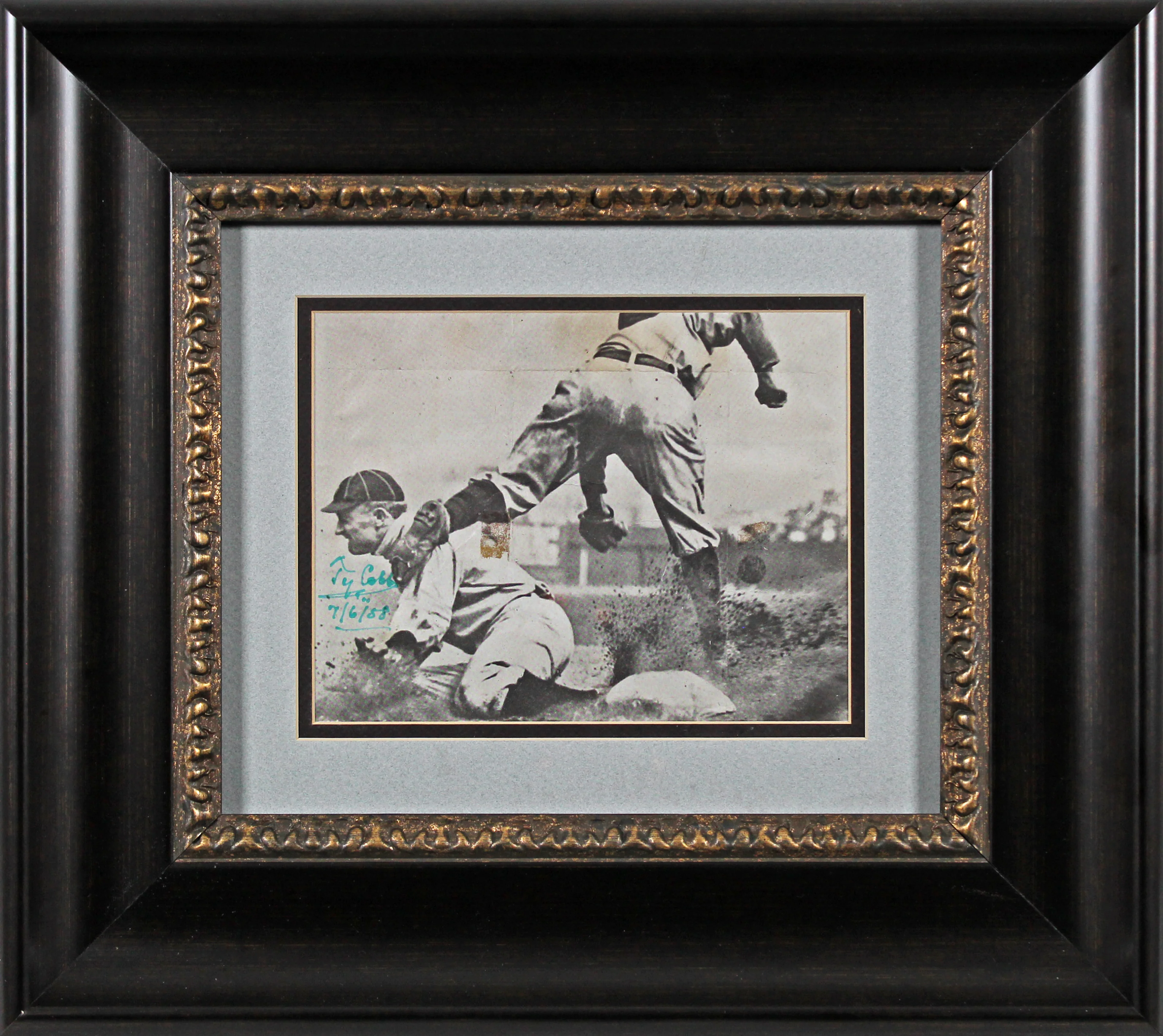 Tigers Ty Cobb Authentic Signed Framed 7x9 Newspaper Photo JSA & BAS #AC17562 - Image 2