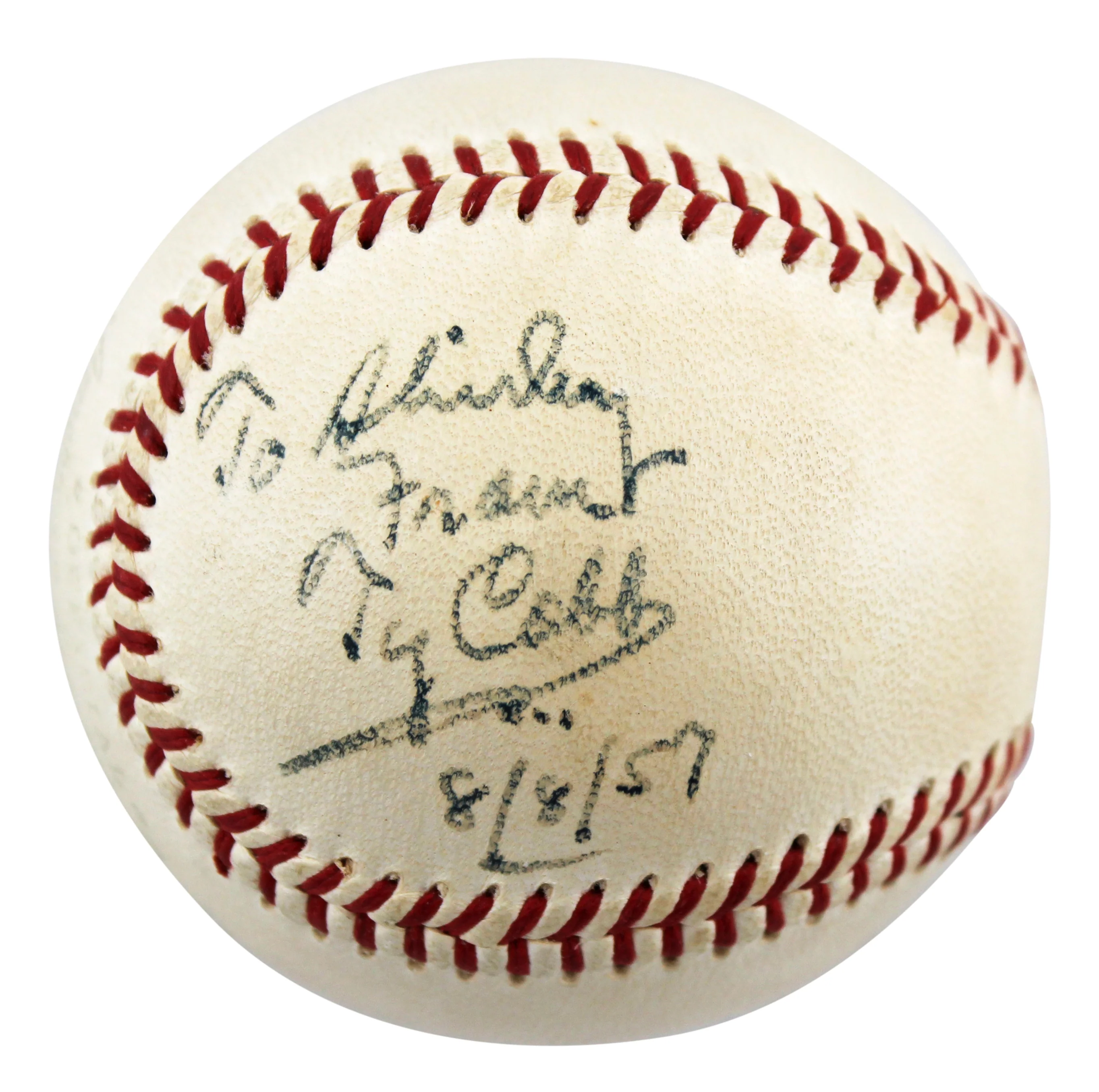 Tigers Ty Cobb To Shirley From 8/8/57 Authentic Signed Oal Baseball JSA #XX00562 - Image 2