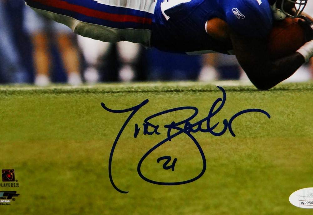 Tiki Barber Autographed New York Giants 8x10 Diving PF Photo- JSA W Auth *Blue - Image 5
