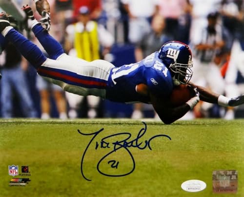Tiki Barber Autographed New York Giants 8x10 Diving PF Photo- JSA W Auth *Blue - Image 6