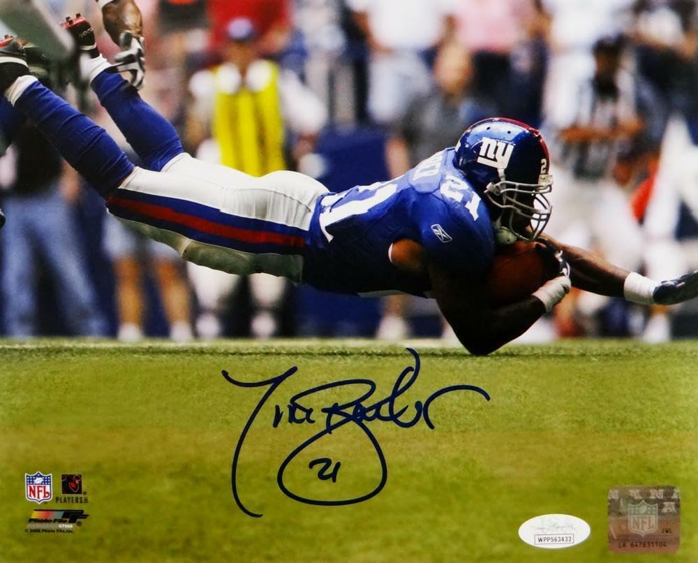 Tiki Barber Autographed New York Giants 8x10 Diving PF Photo- JSA W Auth *Blue - Image 7