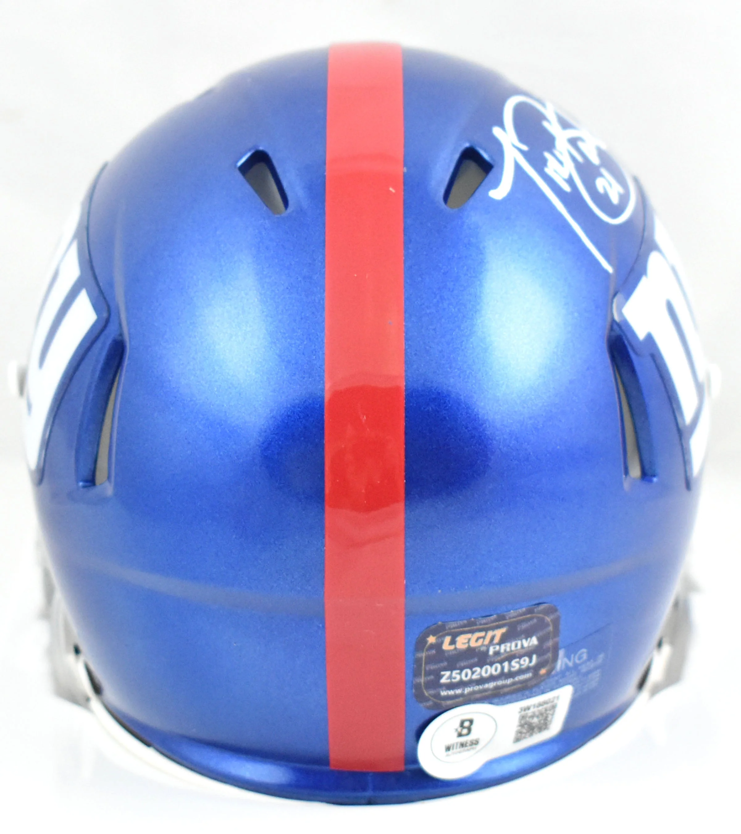 Tiki Barber Autographed New York Giants Speed Mini Helmet- Beckett W Holo *White - Image 3