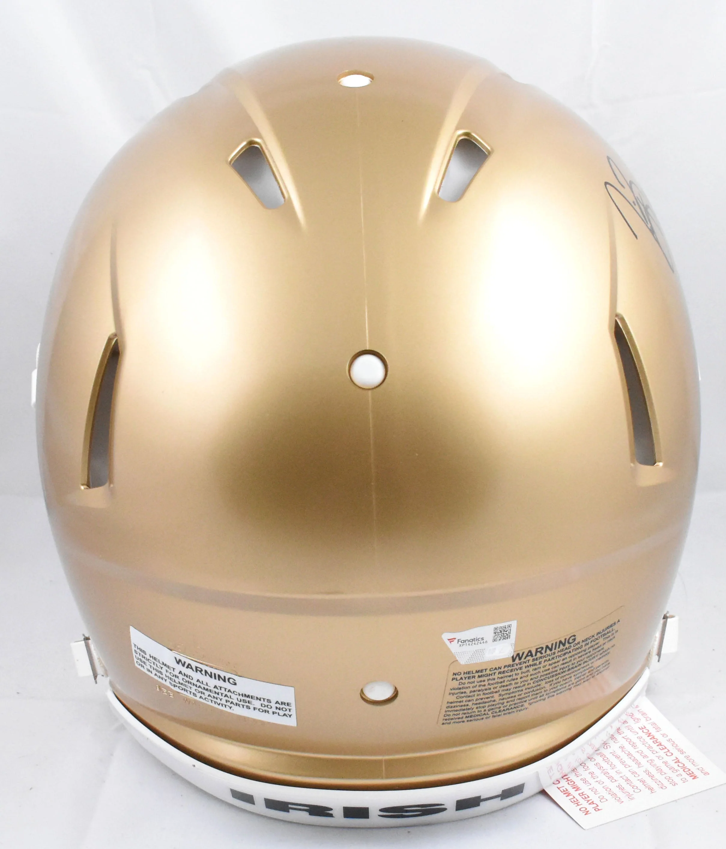 Tim Brown Autographed Notre Dame F/S Speed Authentic Helmet - Fanatics *Black - Image 4