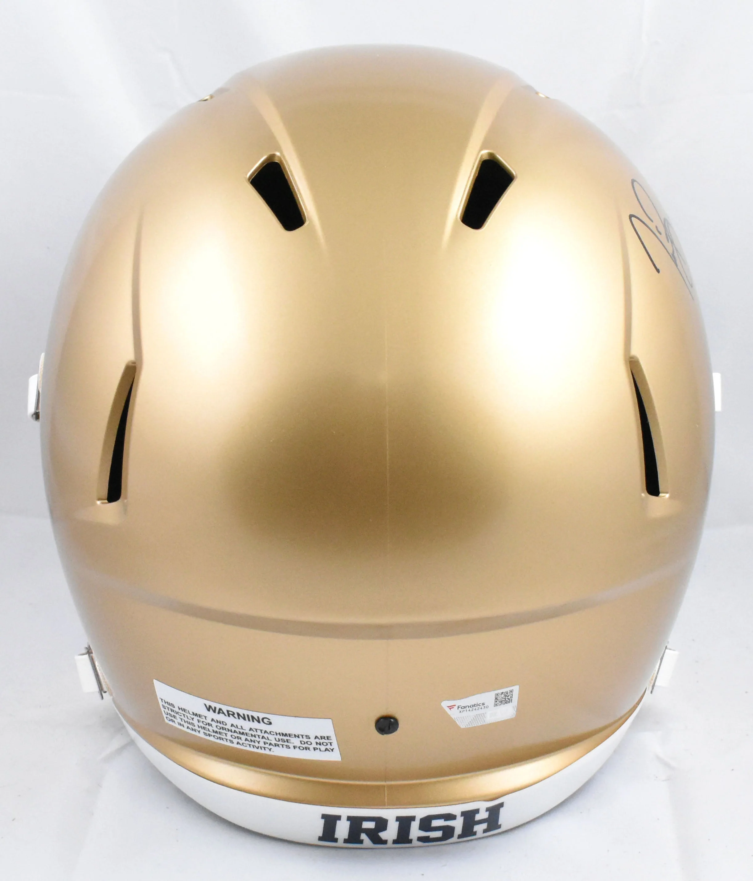 Tim Brown Autographed Notre Dame F/S Speed Helmet - Fanatics *Black - Image 4