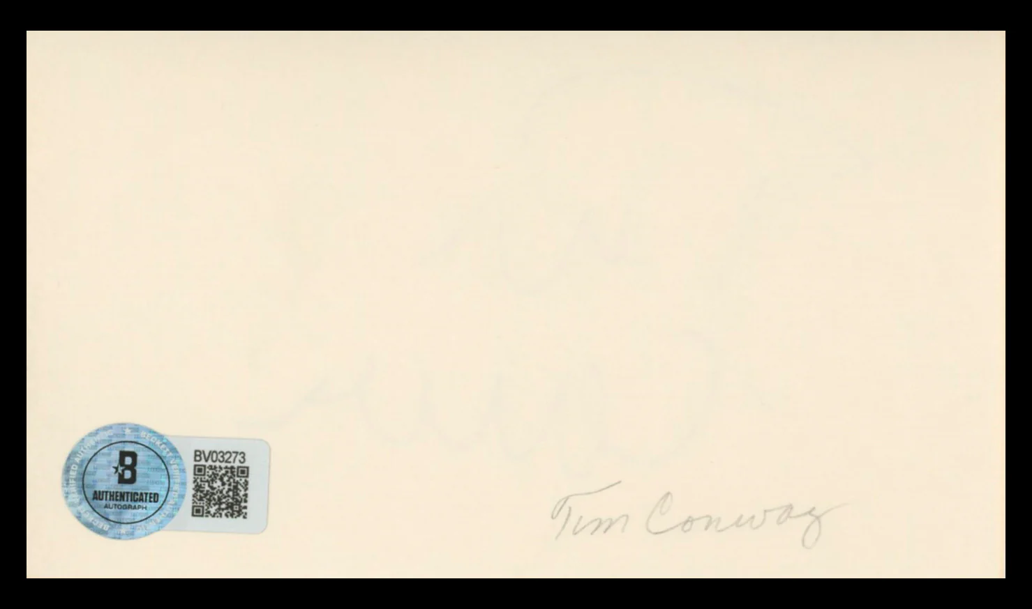 Tim Conway The Carol Burnett Show Authentic Signed 3x5 Index Card BAS #BV03273 - Image 3